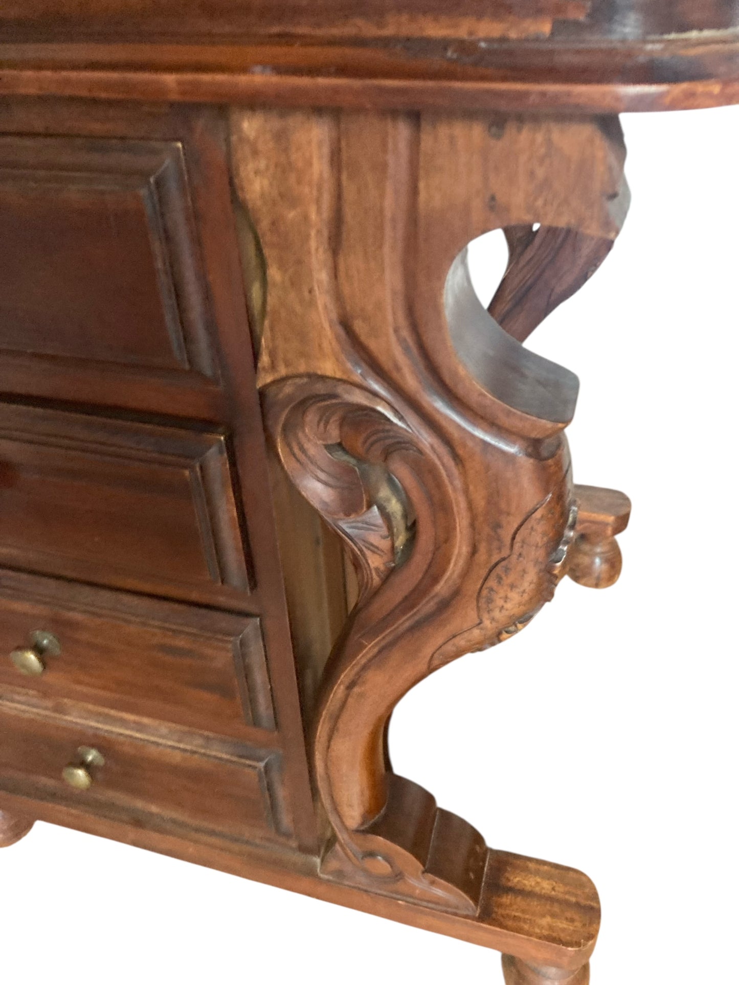 Mahogany Davenport Desk or Bureau With Faux Red Leather Sloped Writing area.