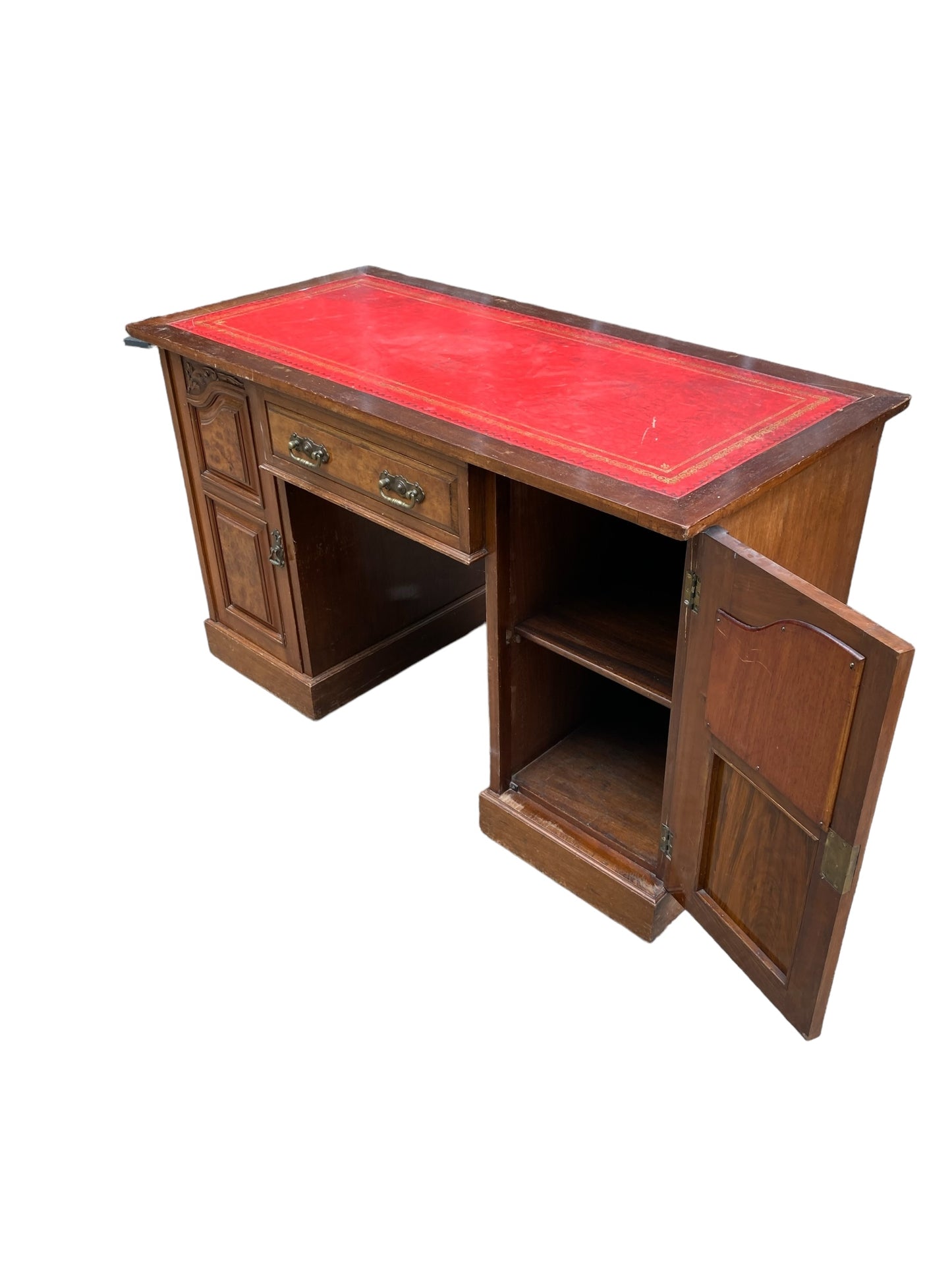 Late 19th Century Mahogany and Burr Walnut Captains Desk