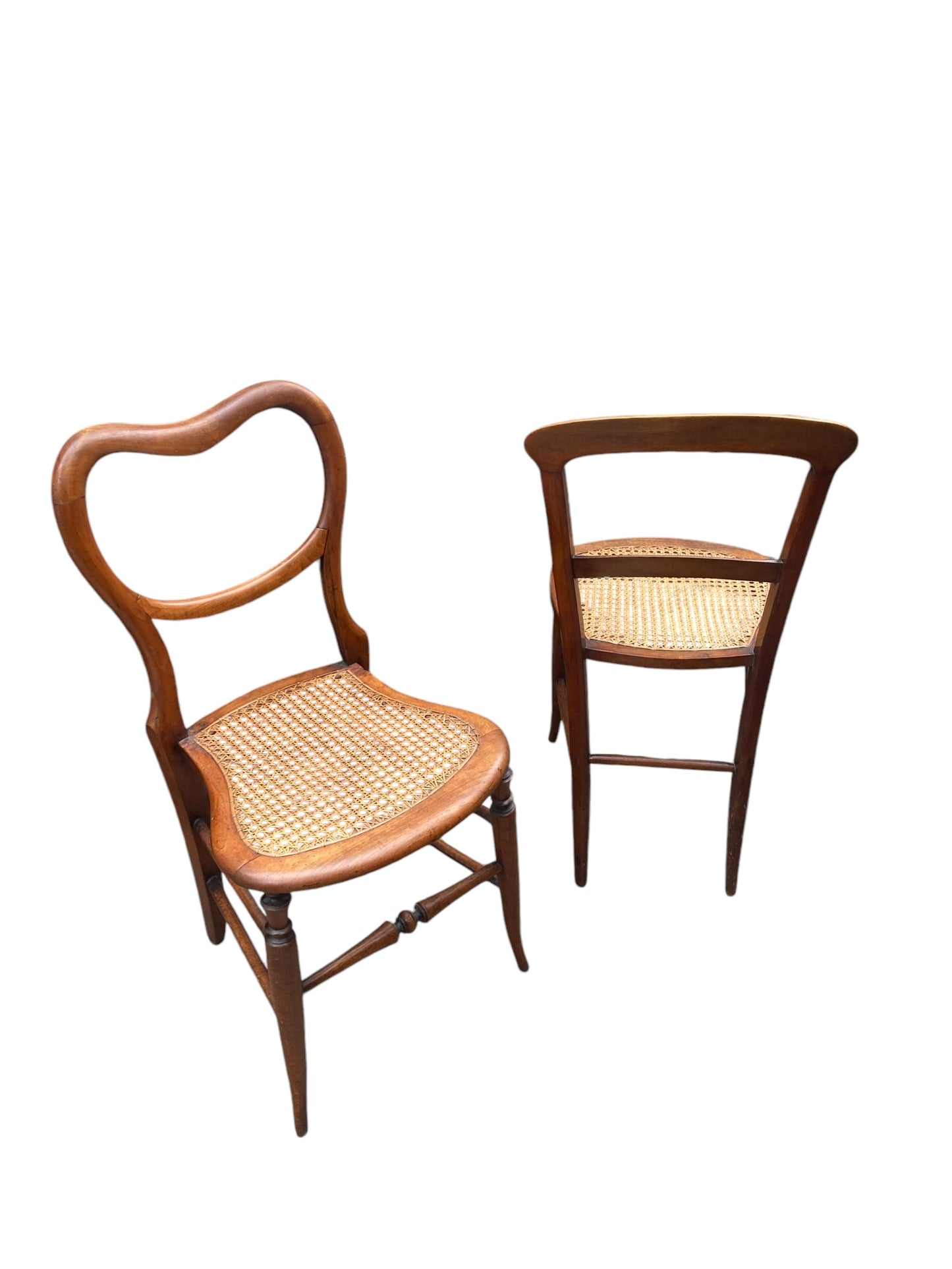 A near pair of Beech framed Victorian side chairs with original Bergere seating