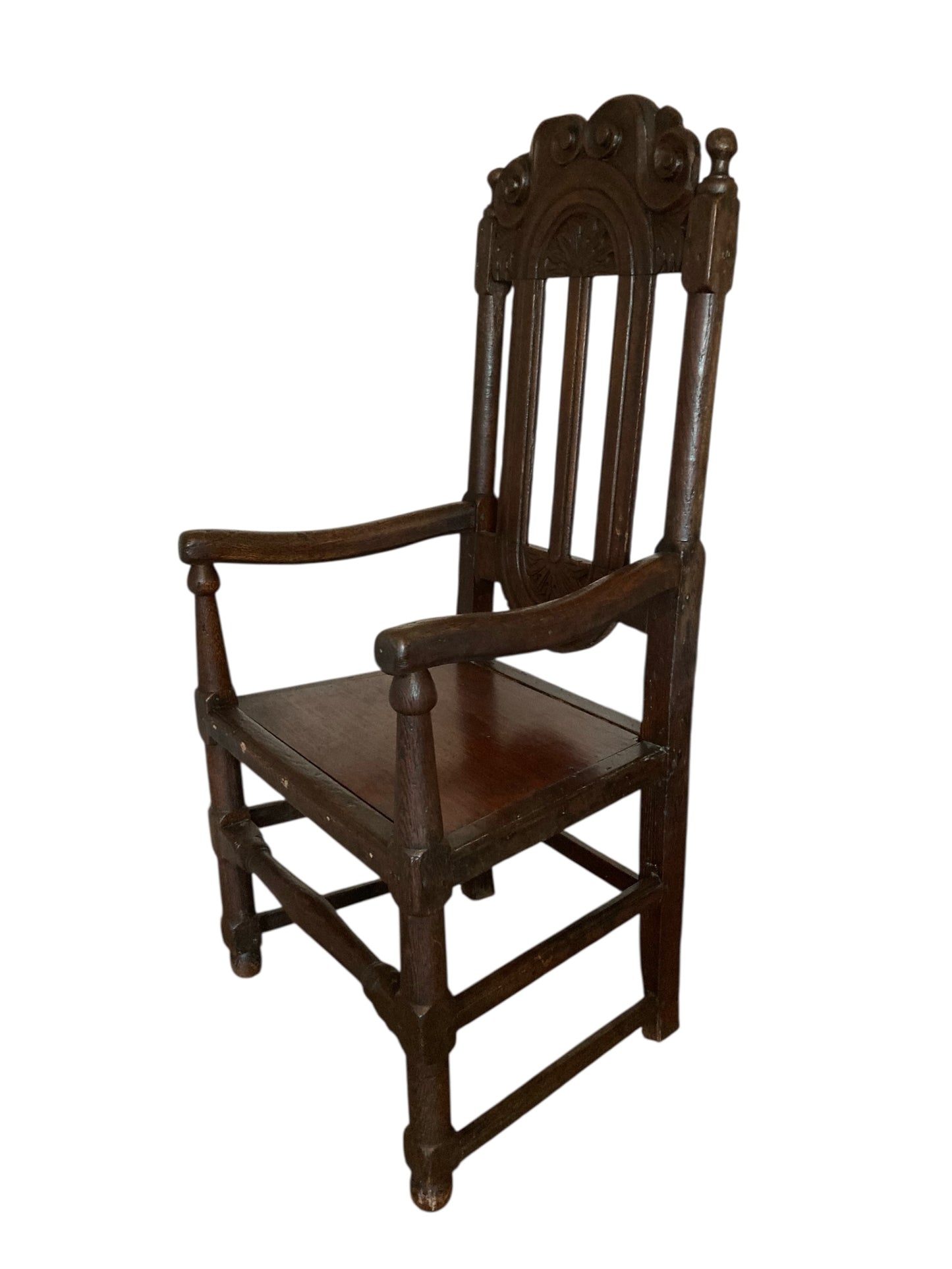 William III 17th Century Oak Hall Chair Circa 1650.