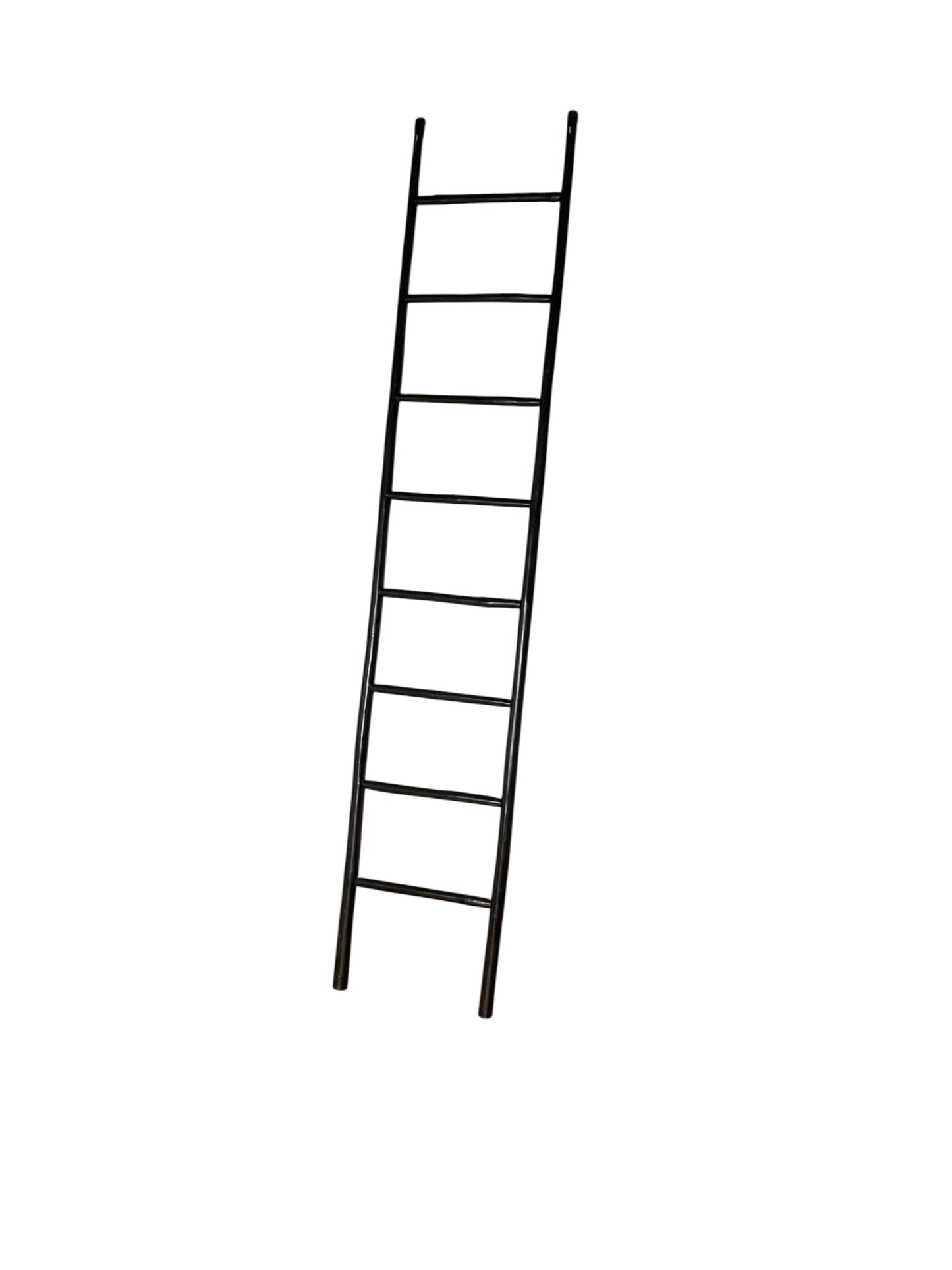 A Rustic Ebonised 8 rung Bamboo Style Ladder, Towel Rale or Display Rack