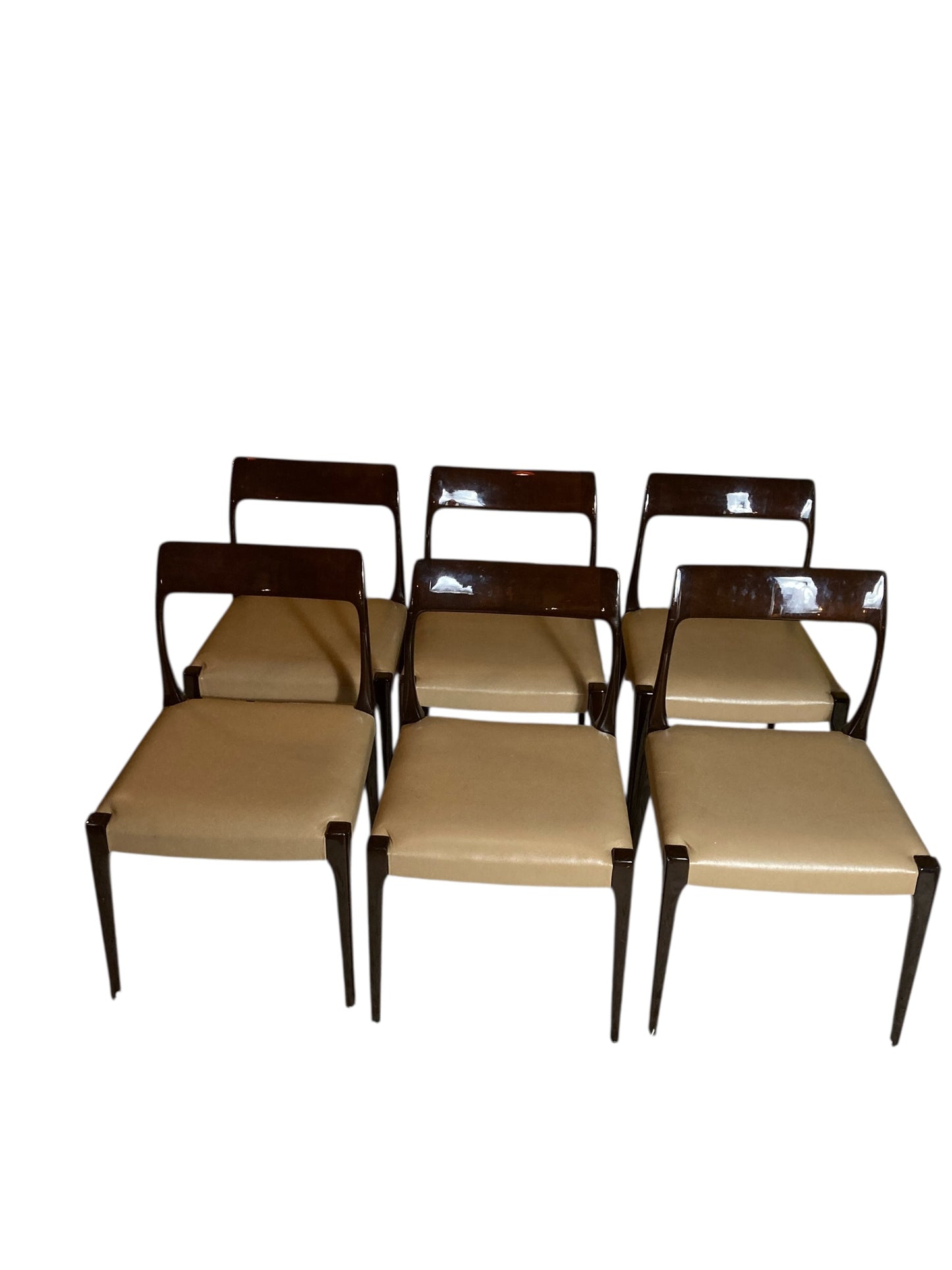 Set of Six Mid Century Style Laskasa Karen Laquered Dining Chairs