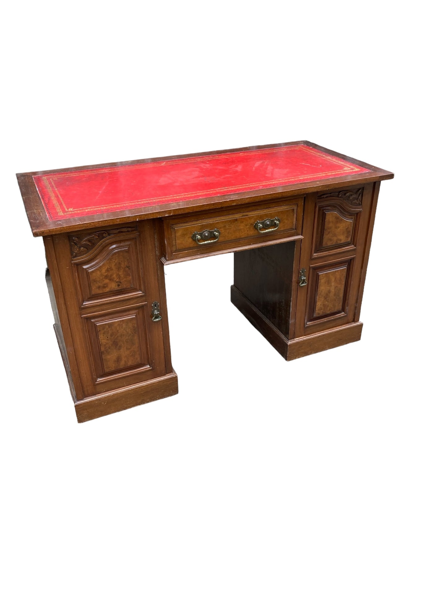 Late 19th Century Mahogany and Burr Walnut Captains Desk