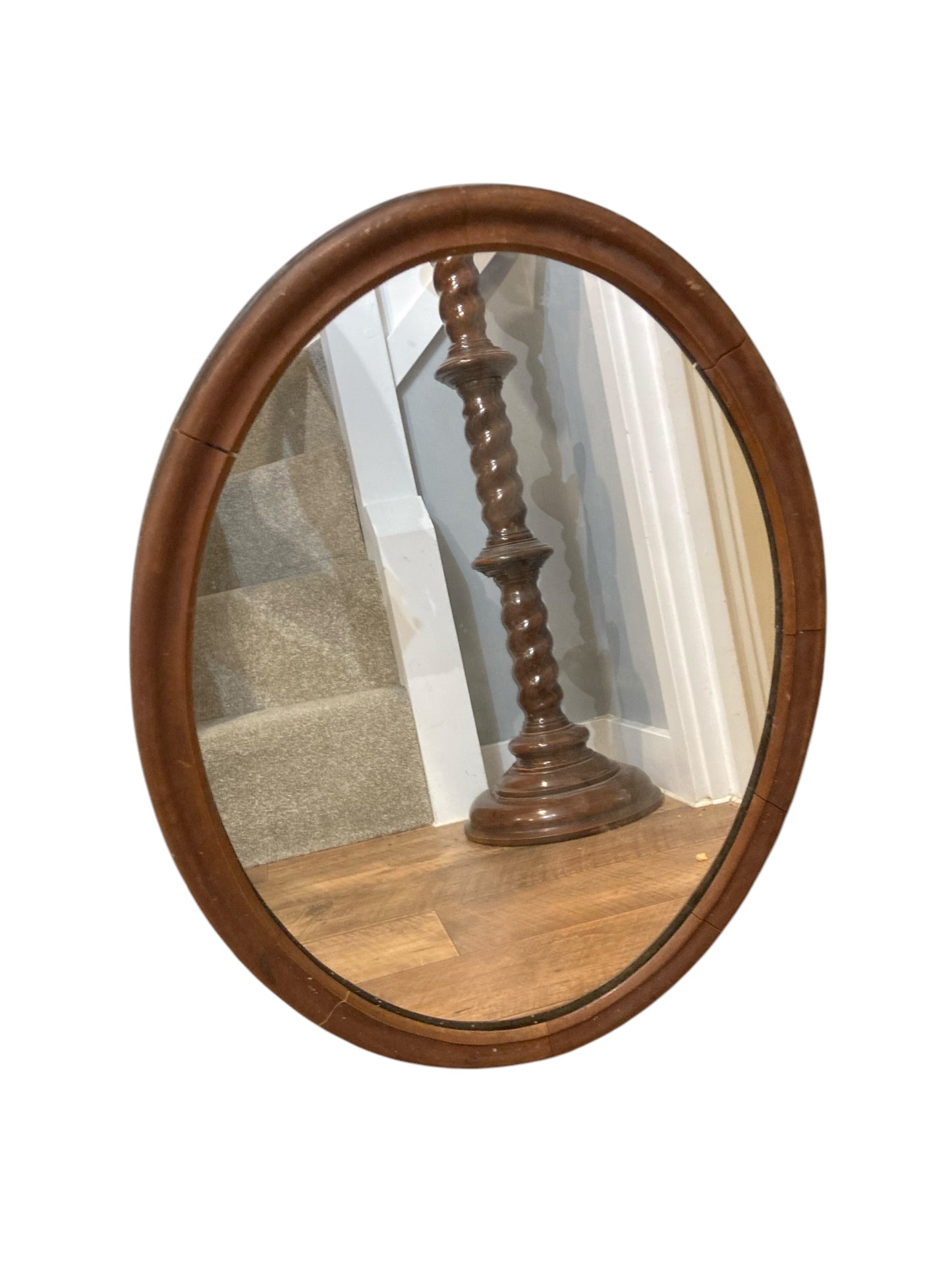 Antique Edwardian Oval Mahogany framed Wall Mirror