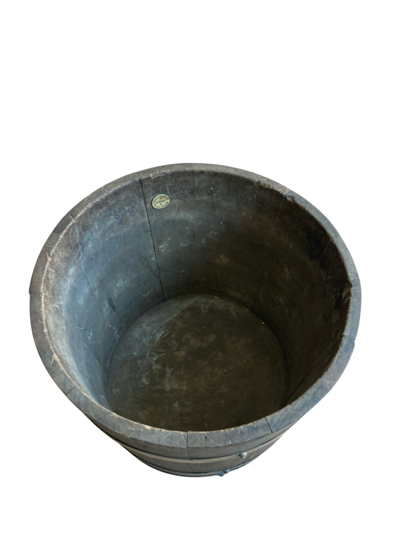 Antique Oak and Brass Ice Bucket or Planter by R A Lister Ltd