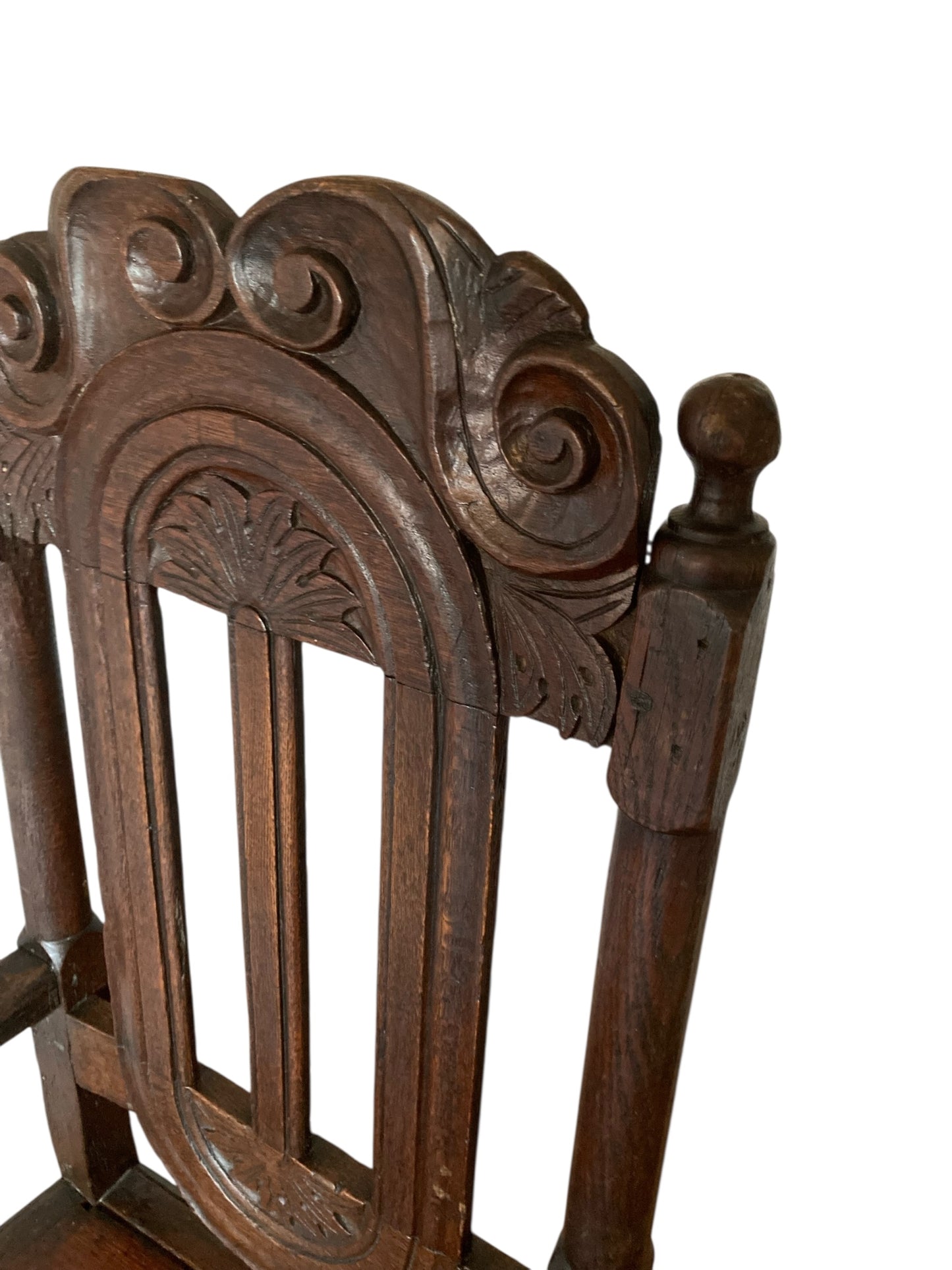 William III 17th Century Oak Hall Chair Circa 1650.