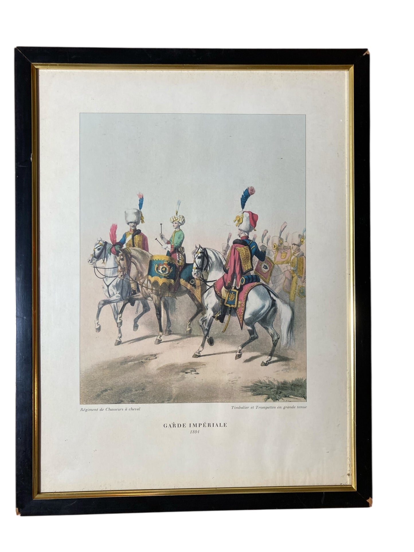 Print depicting soldiers of the Mounted Chasseurs of the Imperial Guard