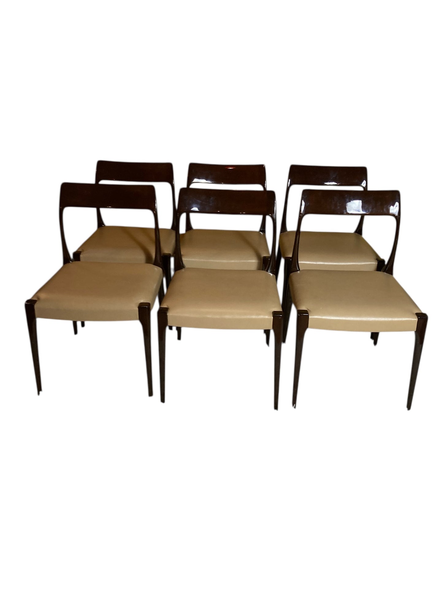 Set of Six Mid Century Style Laskasa Karen Laquered Dining Chairs