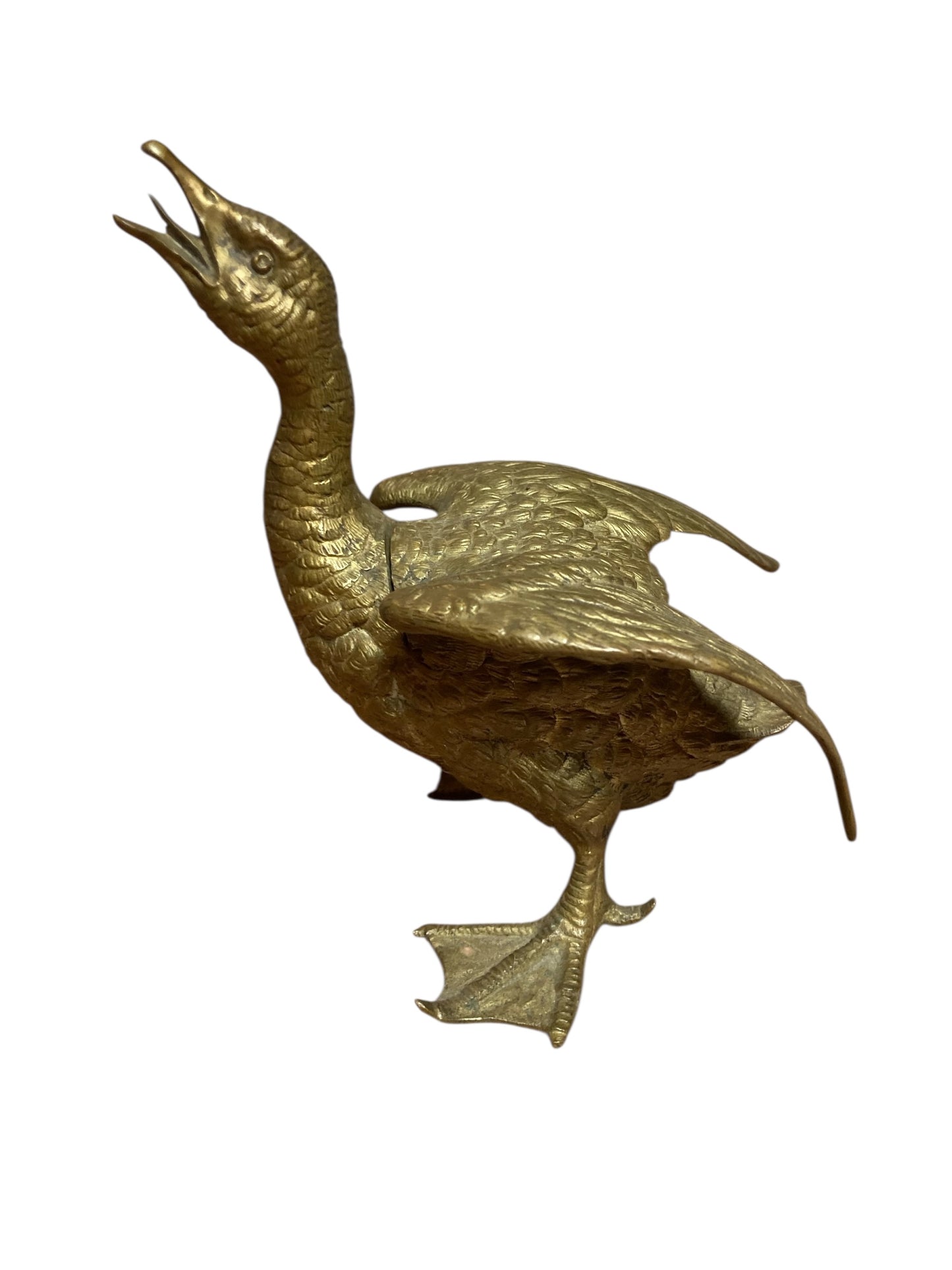 Antique French Bronze Goose Ink Well