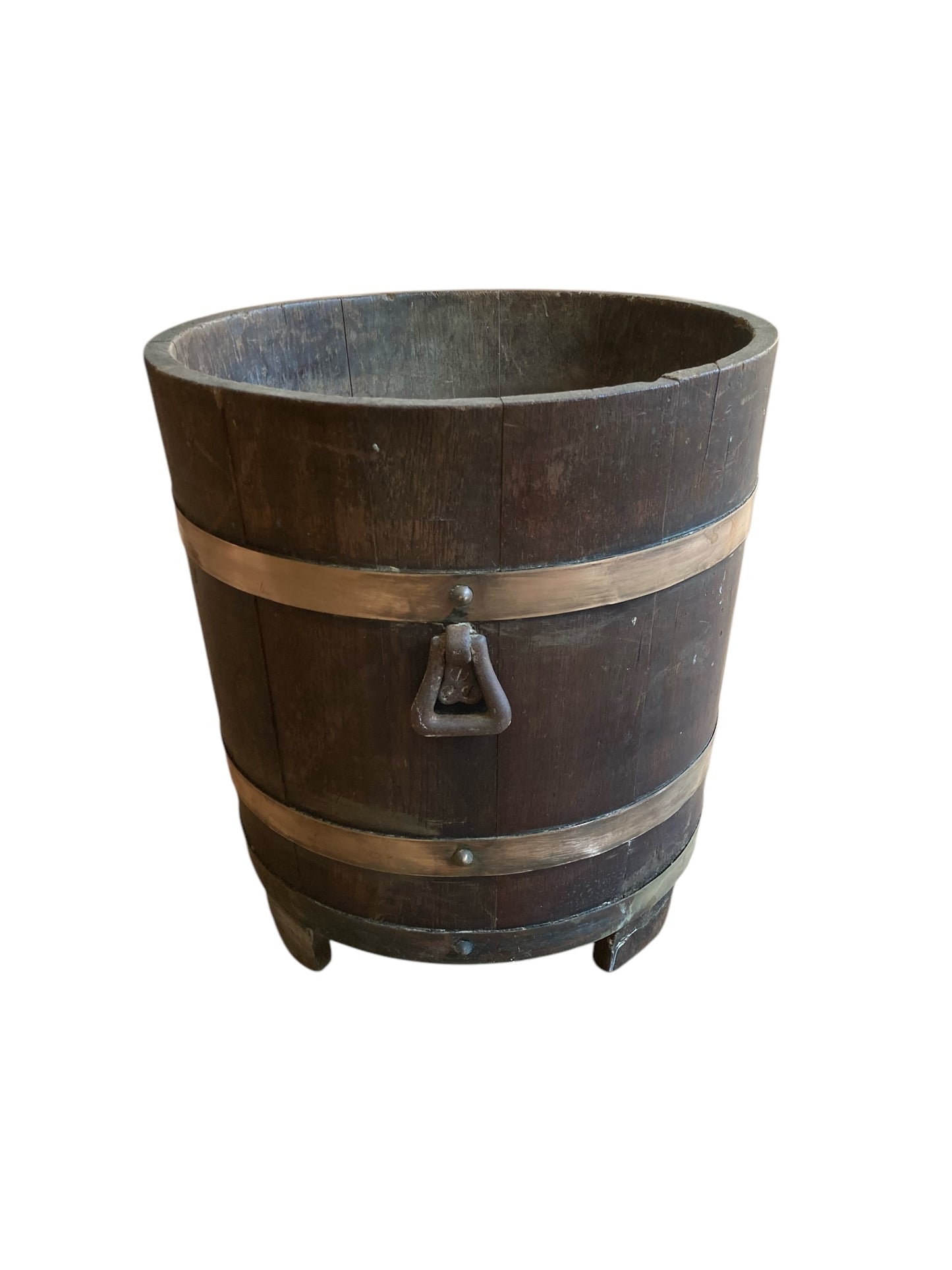 Antique Oak and Brass Ice Bucket or Planter by R A Lister Ltd