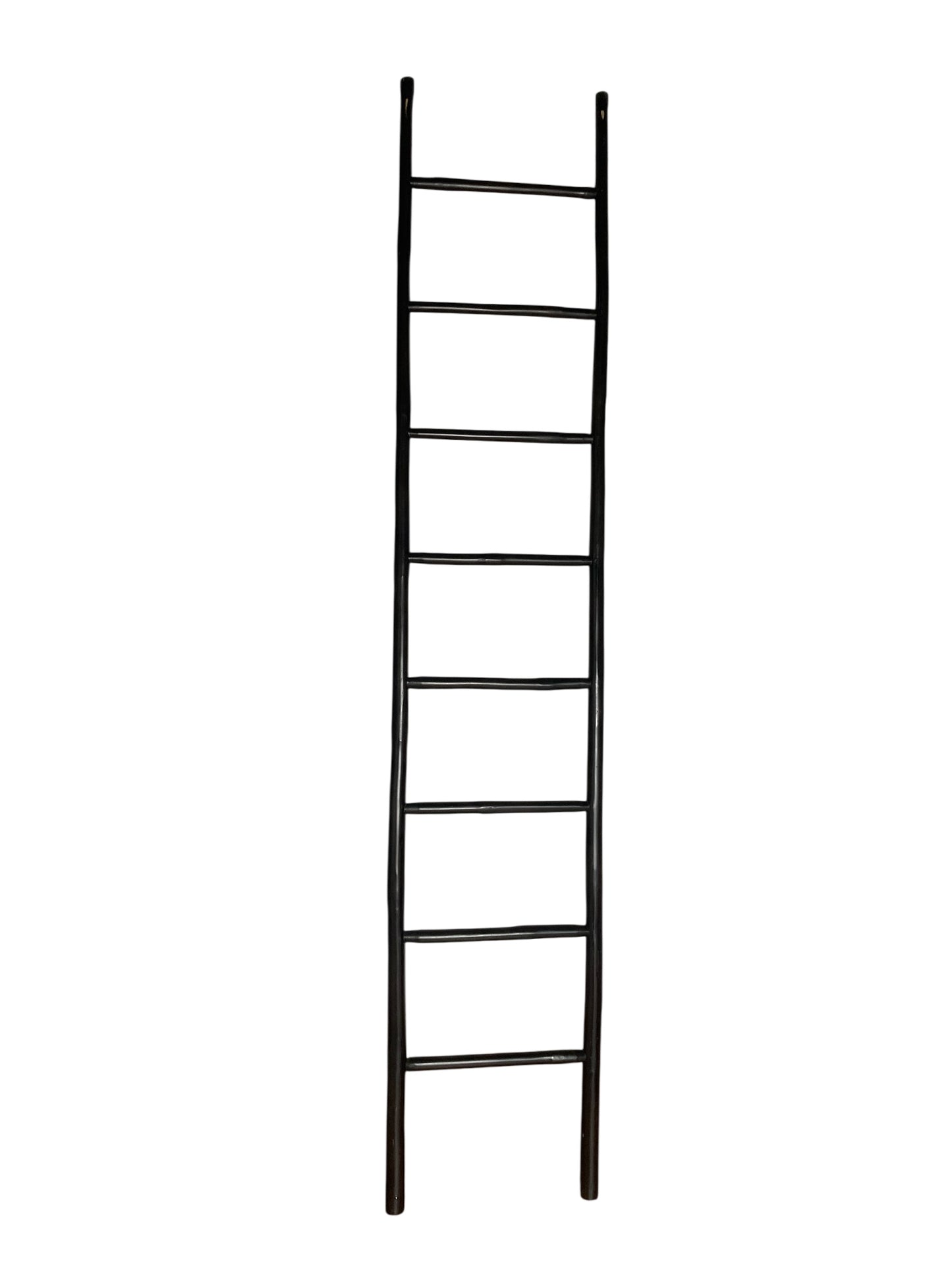 A Rustic Ebonised 8 rung Bamboo Style Ladder, Towel Rale or Display Rack