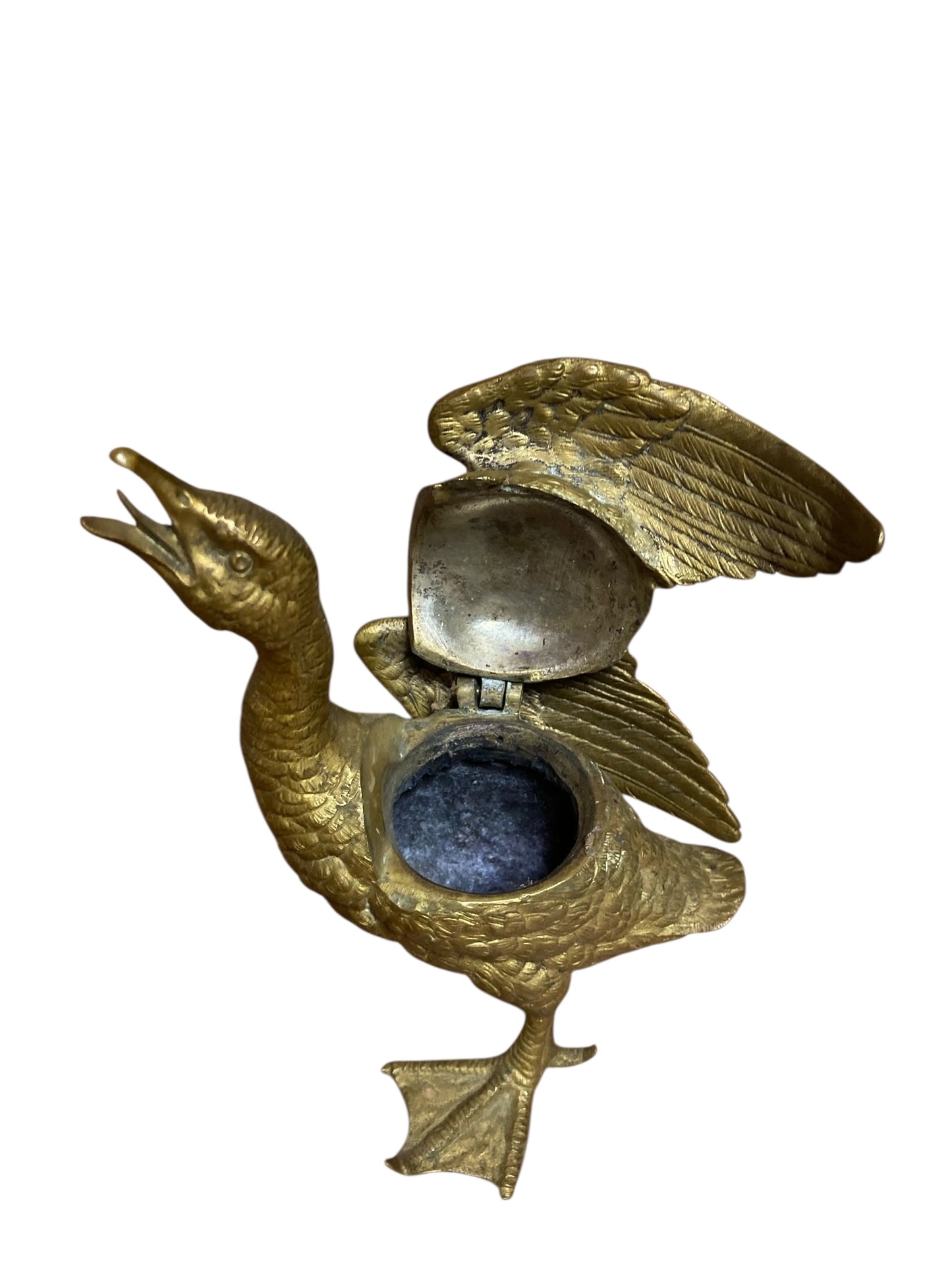 Antique French Bronze Goose Ink Well