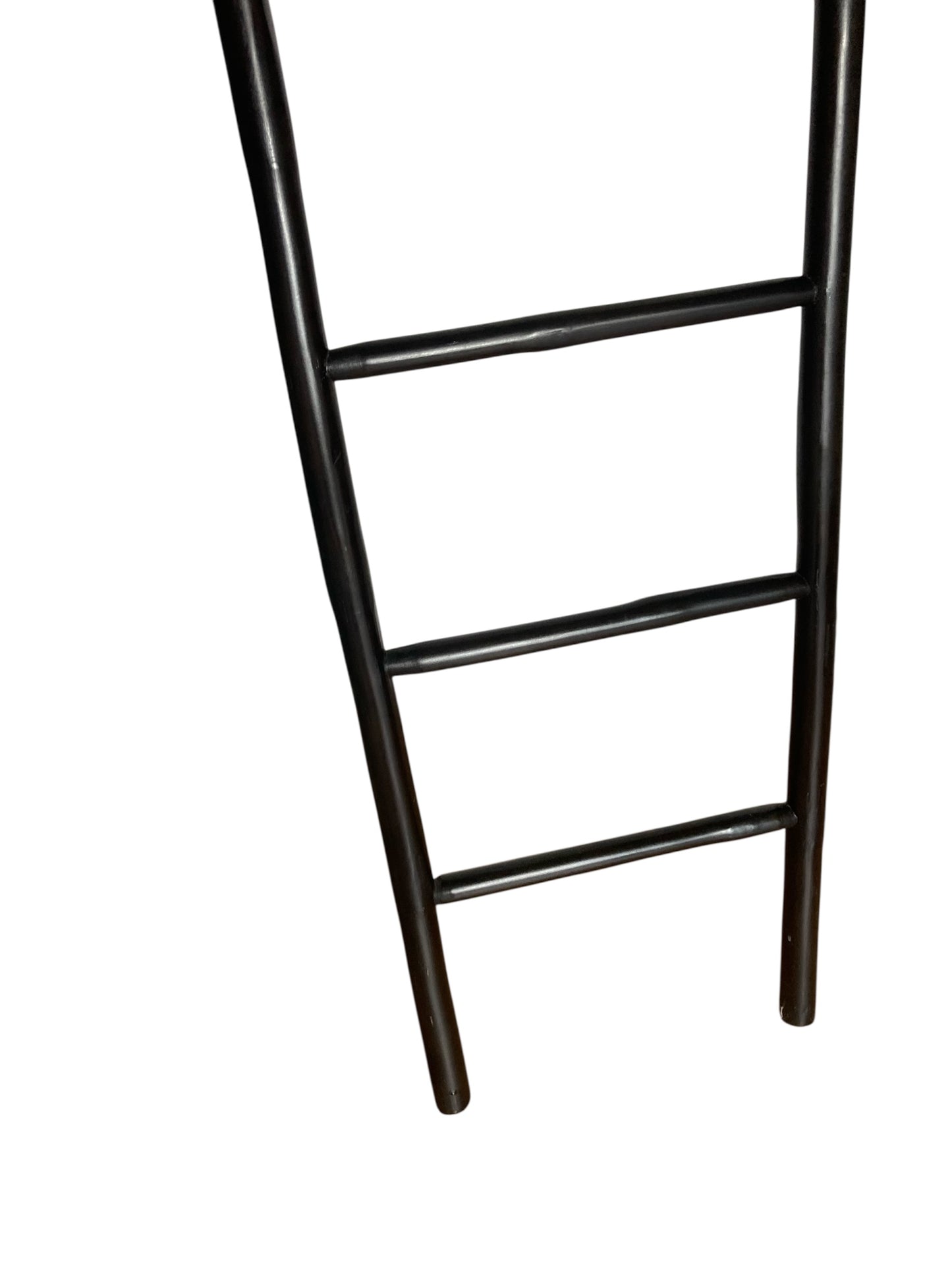 A Rustic Ebonised 8 rung Bamboo Style Ladder, Towel Rale or Display Rack