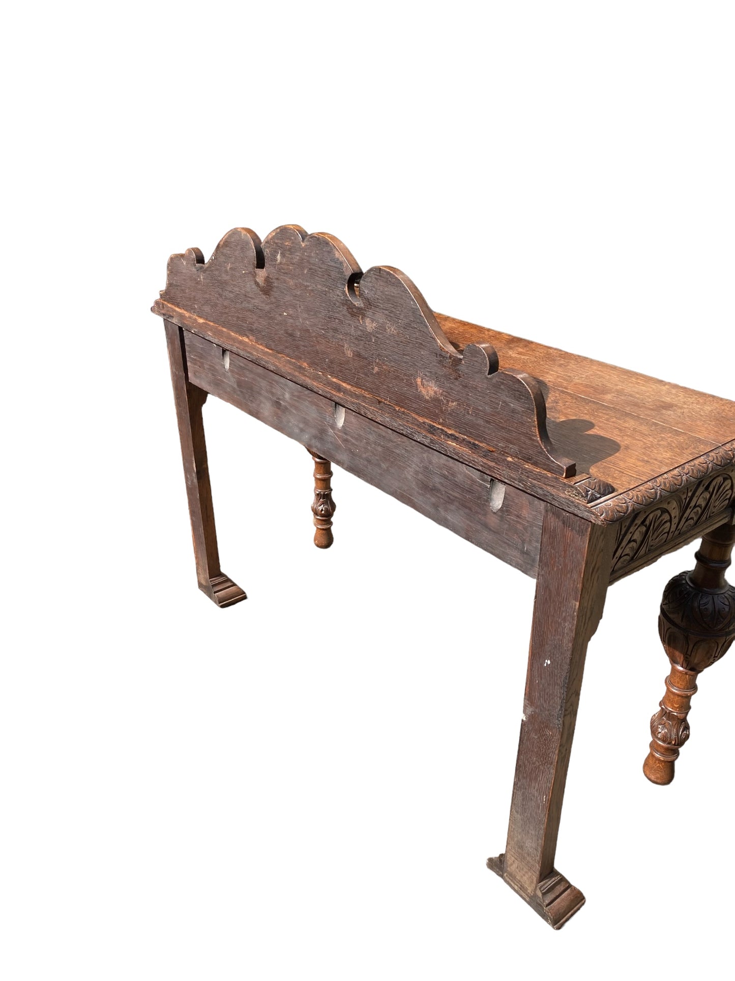 19th Century Victorian Carved Oak Sideboard or Hall Table, Lions Head Carvings