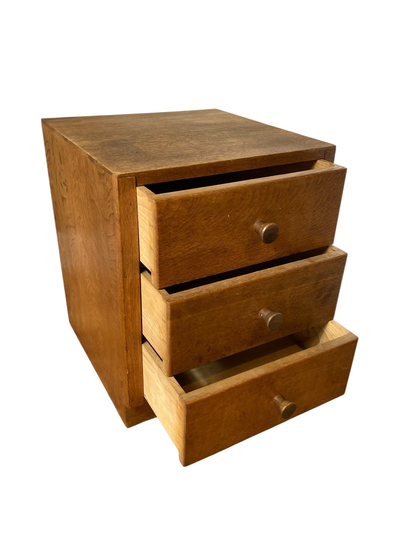 Mid Century Small Oak 3 drawer pedestal chest