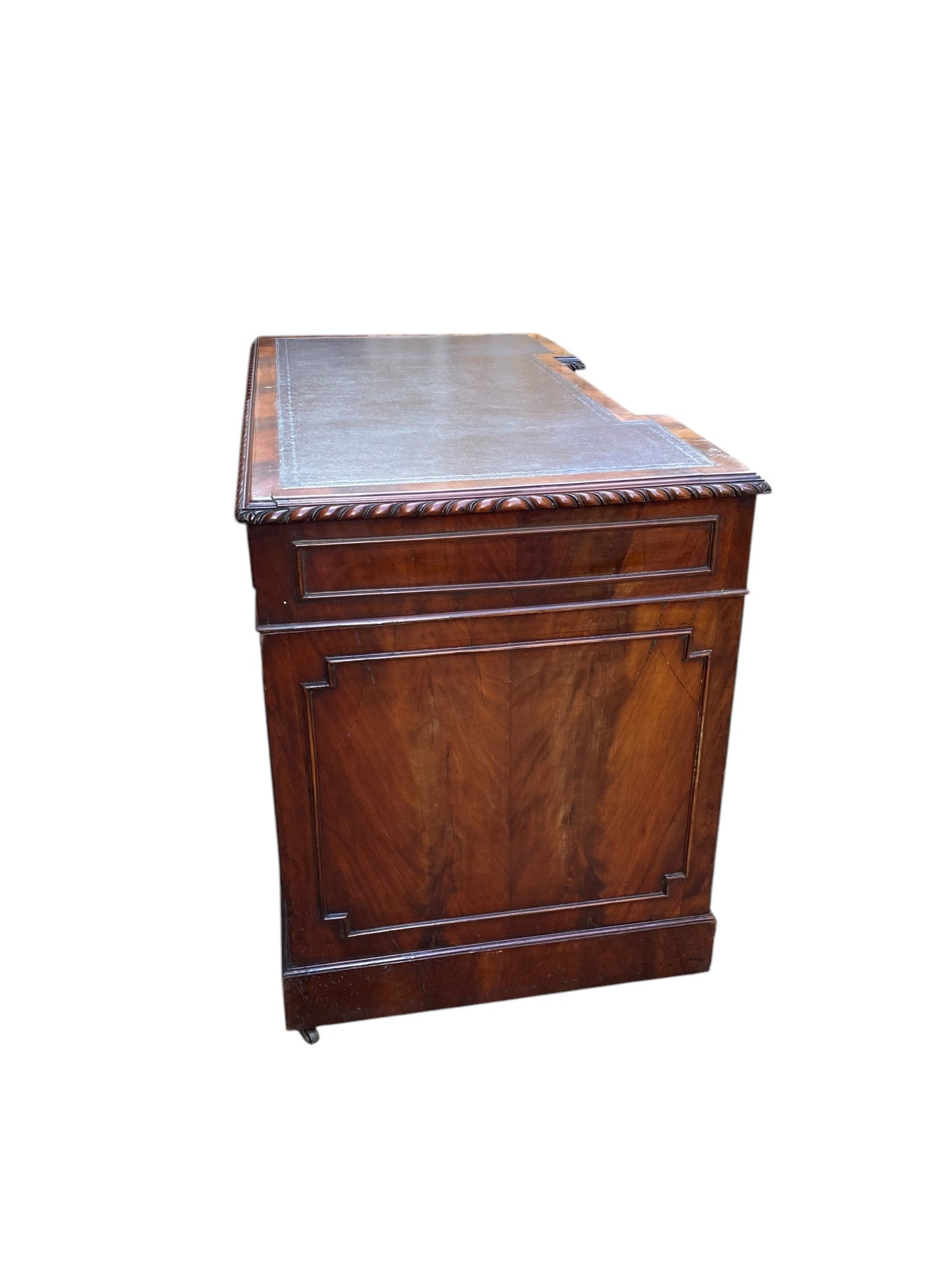 George III Style Mahogany 9 drawer Pedestal Desk.