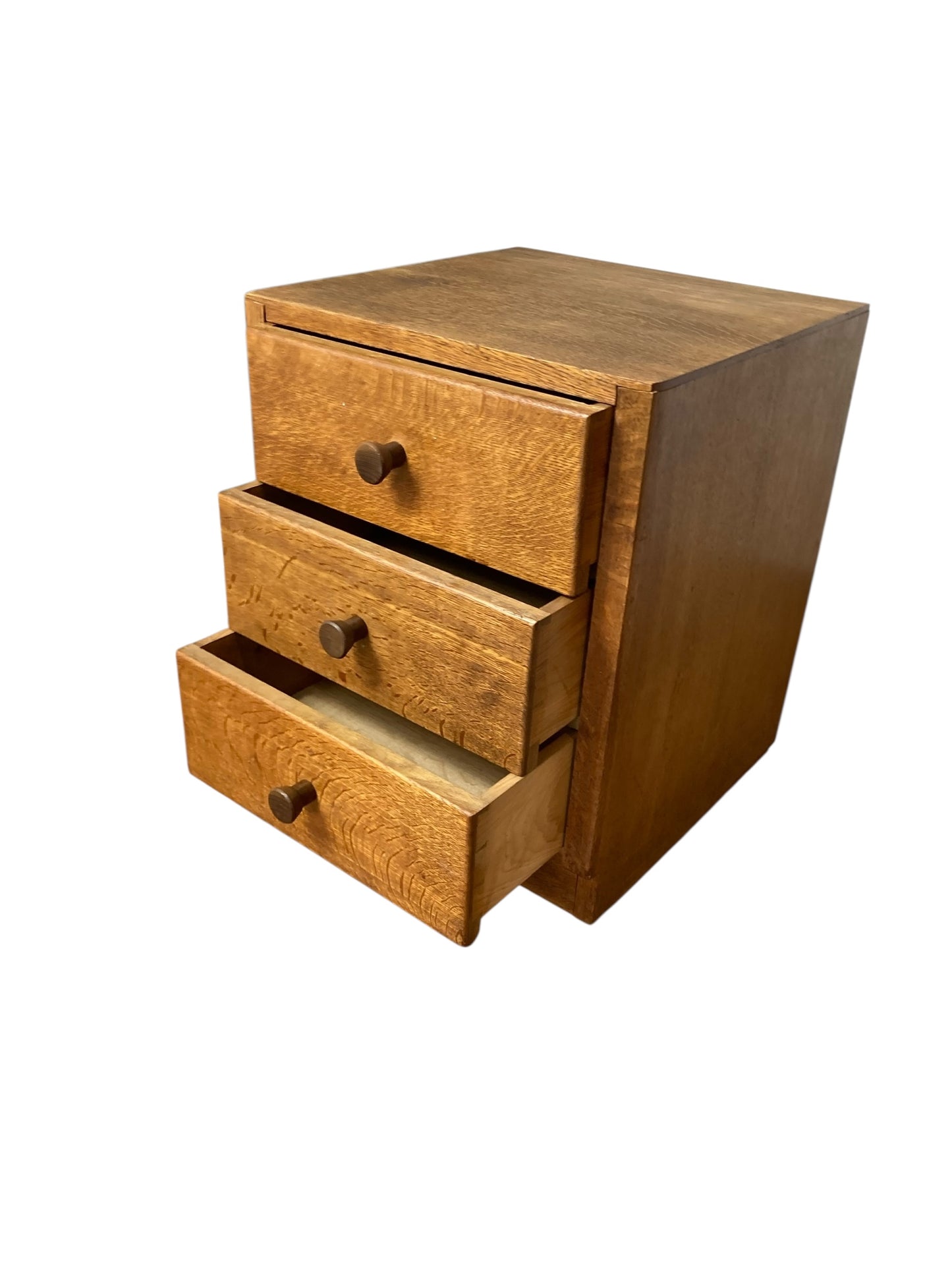 Mid Century Small Oak 3 drawer pedestal chest