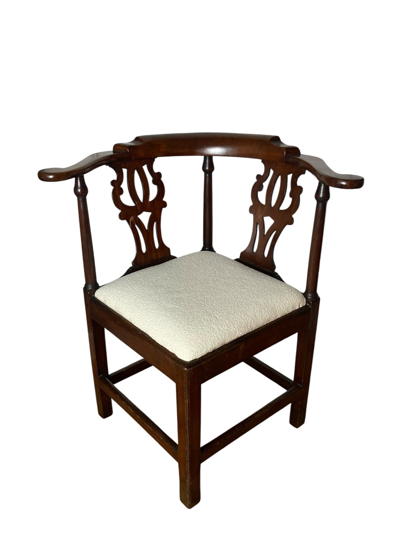 George III mahogany smoker's bow corner chair
