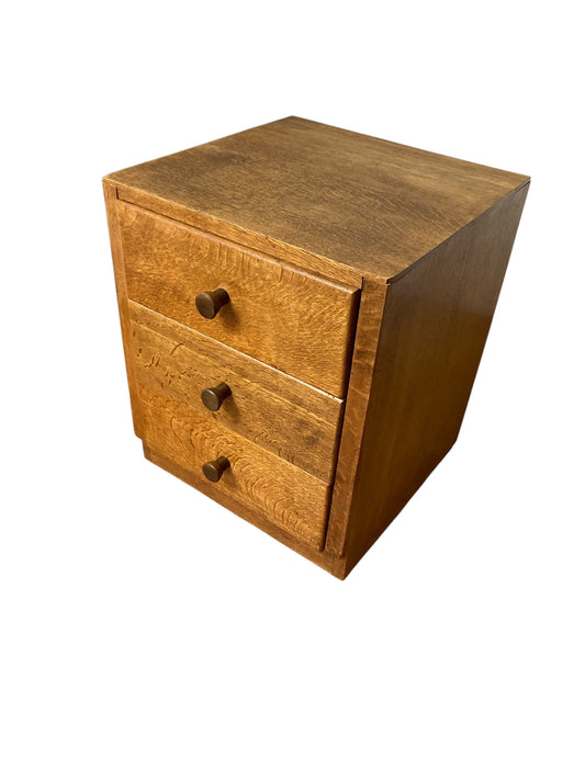 Mid Century Small Oak 3 drawer pedestal chest