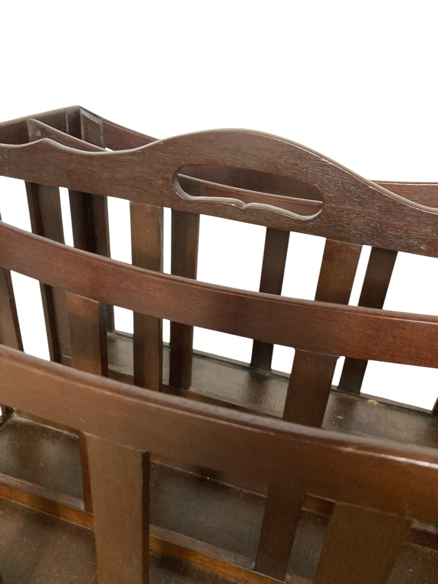 Antique Mahogany Canterbury Magazine or Paper Rack single drawer