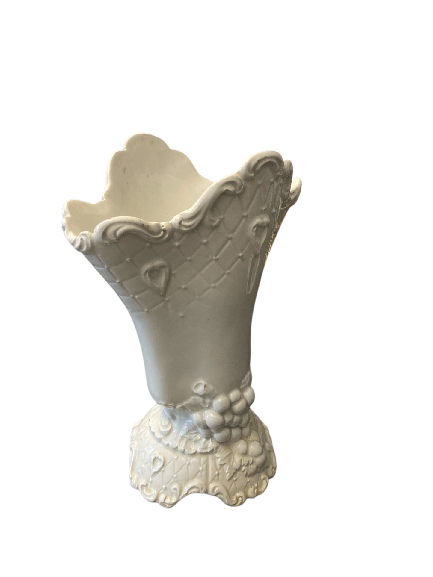 Italian Vintage white pedestal mantle vase or planter