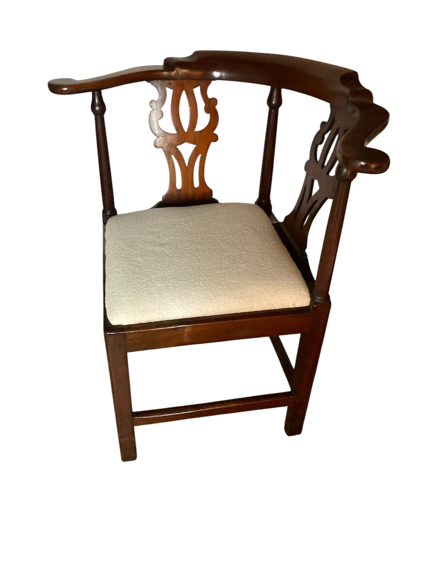 George III mahogany smoker's bow corner chair