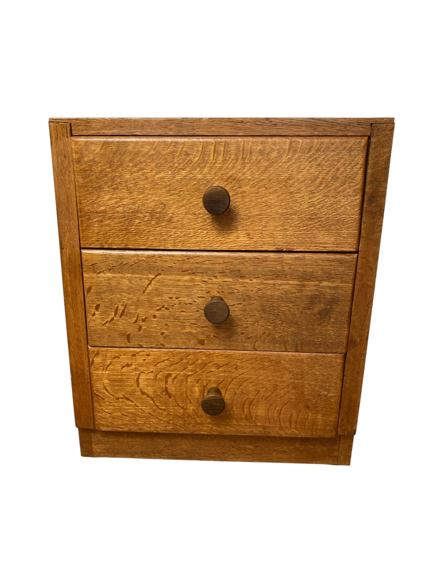 Mid Century Small Oak 3 drawer pedestal chest