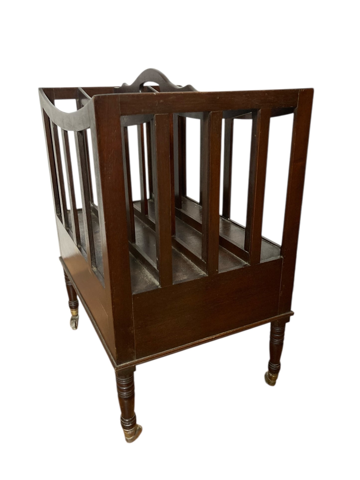 Antique Mahogany Canterbury Magazine or Paper Rack single drawer