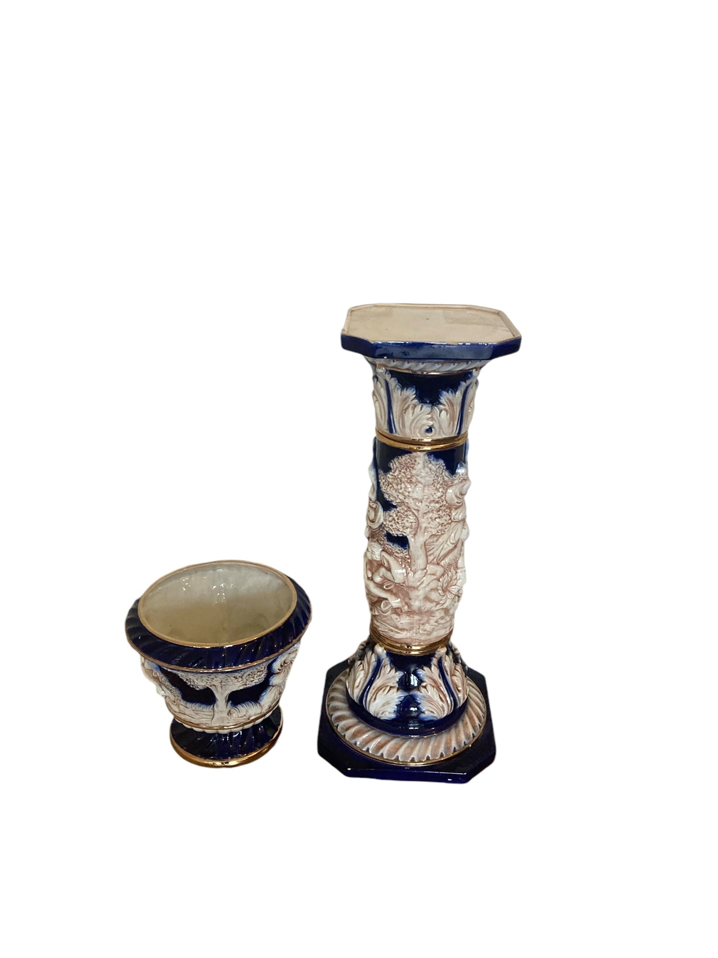 Italian Vintage Porcelain Pedestal and Urn Jardinere