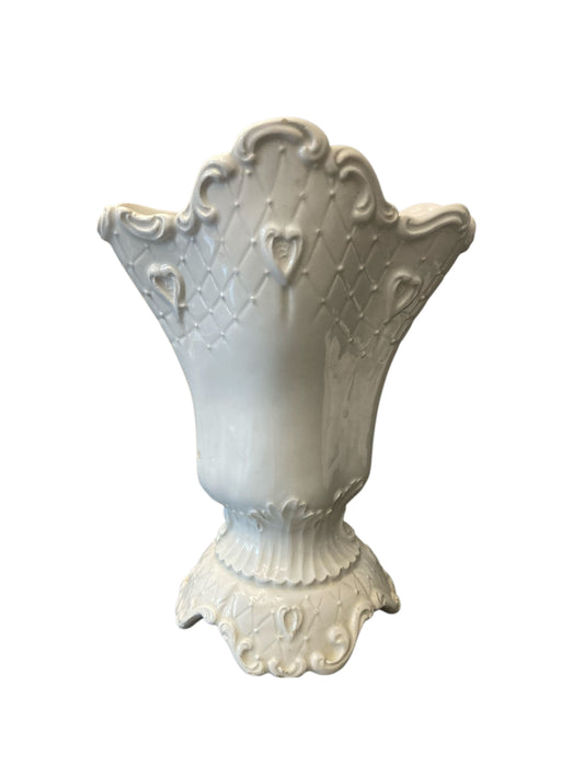 Italian Vintage white pedestal mantle vase or planter