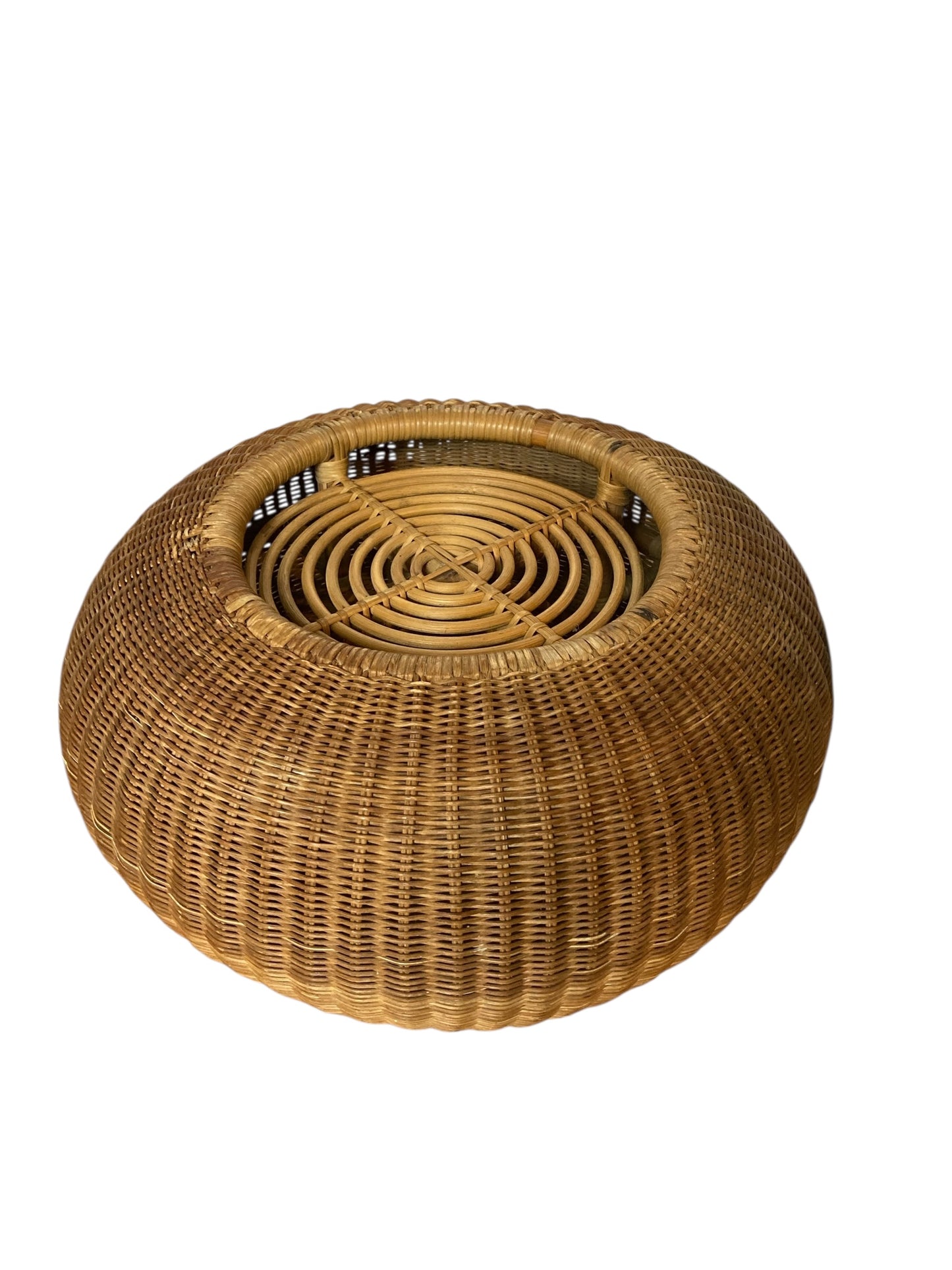 Mid Century Rustic Wicker or Rattan Plant Stand