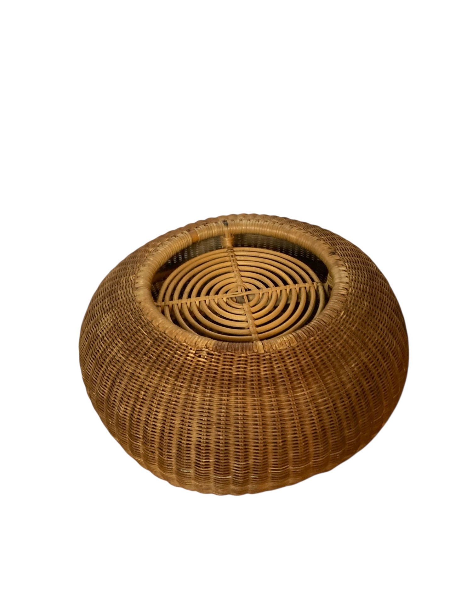 Mid Century Rustic Wicker or Rattan Plant Stand