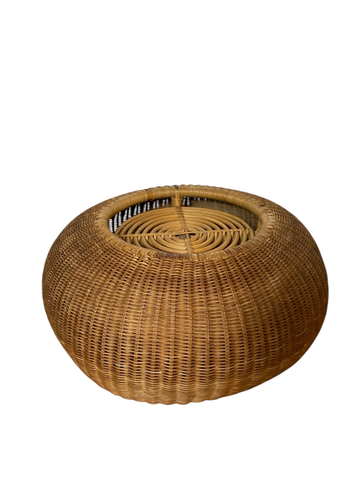 Mid Century Rustic Wicker or Rattan Plant Stand