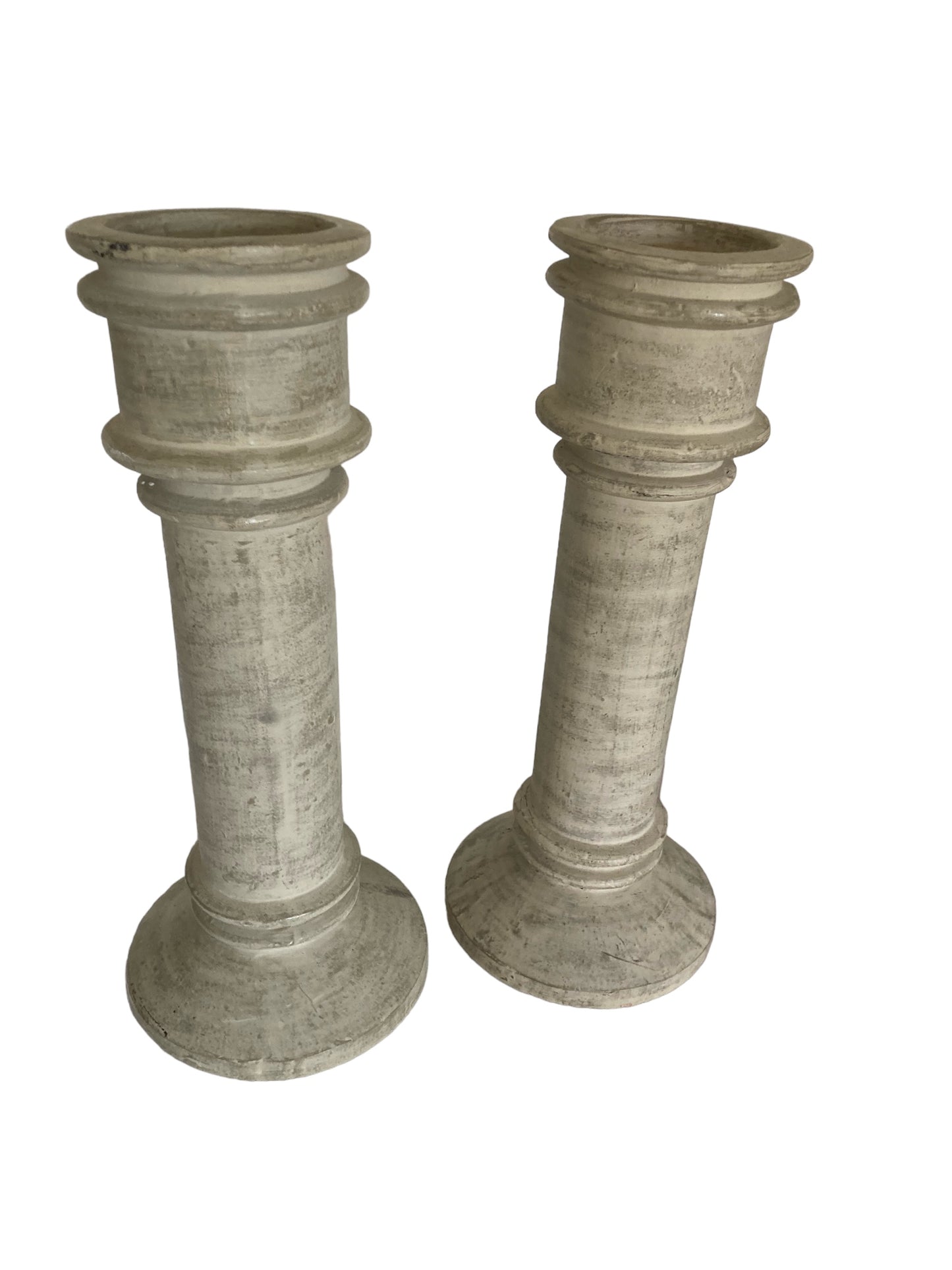 Pair Of Large Floor Standing Ceramic Floor Candle Holders