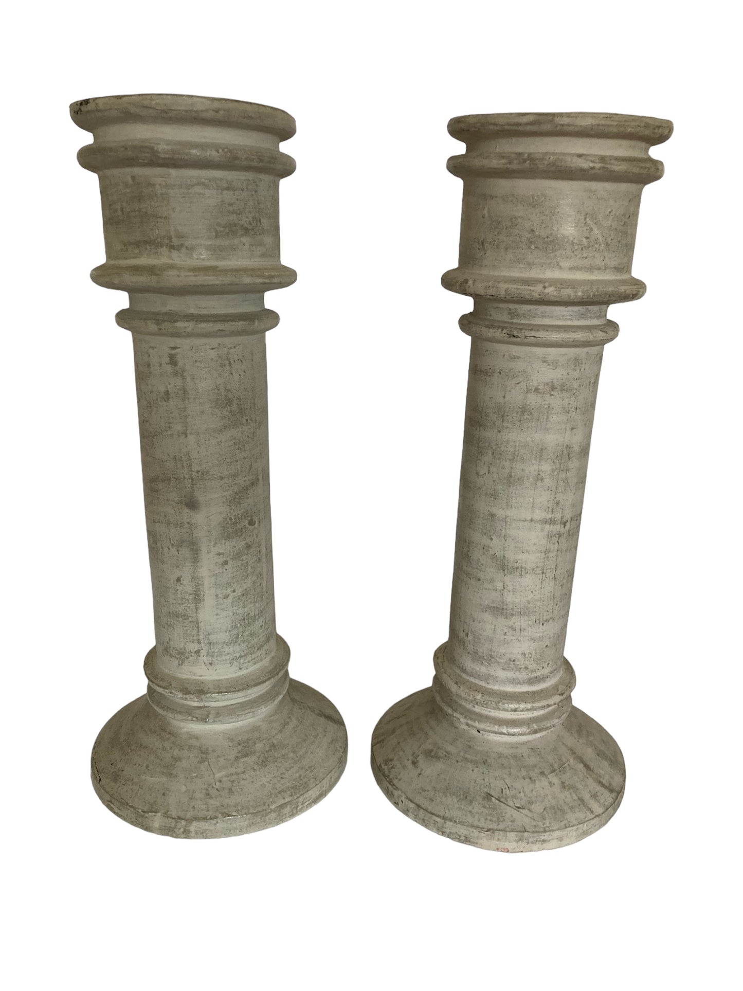 Pair Of Large Floor Standing Ceramic Floor Candle Holders