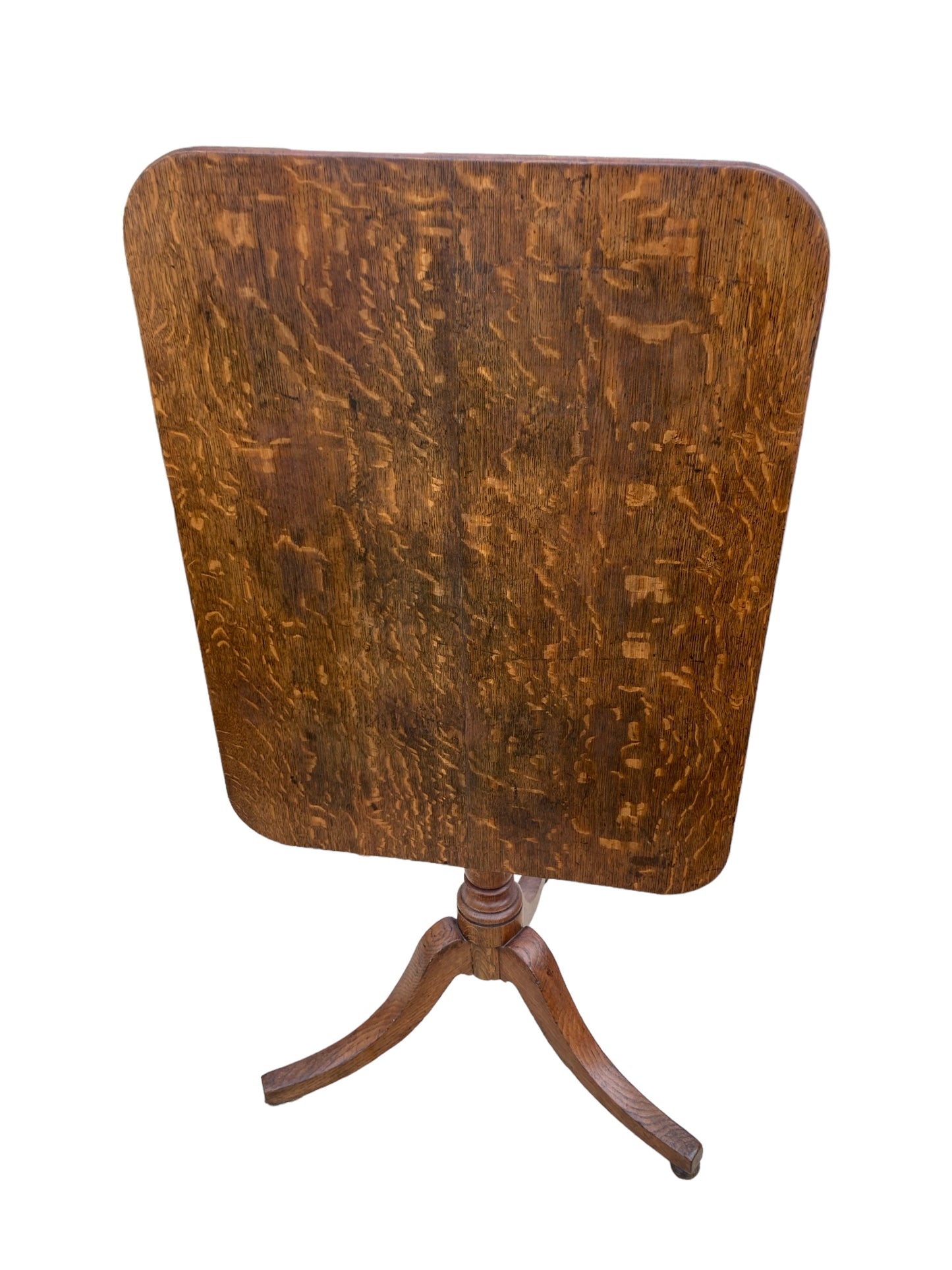 19th Century English Oak Rectangular Tri Legged Tilt top table