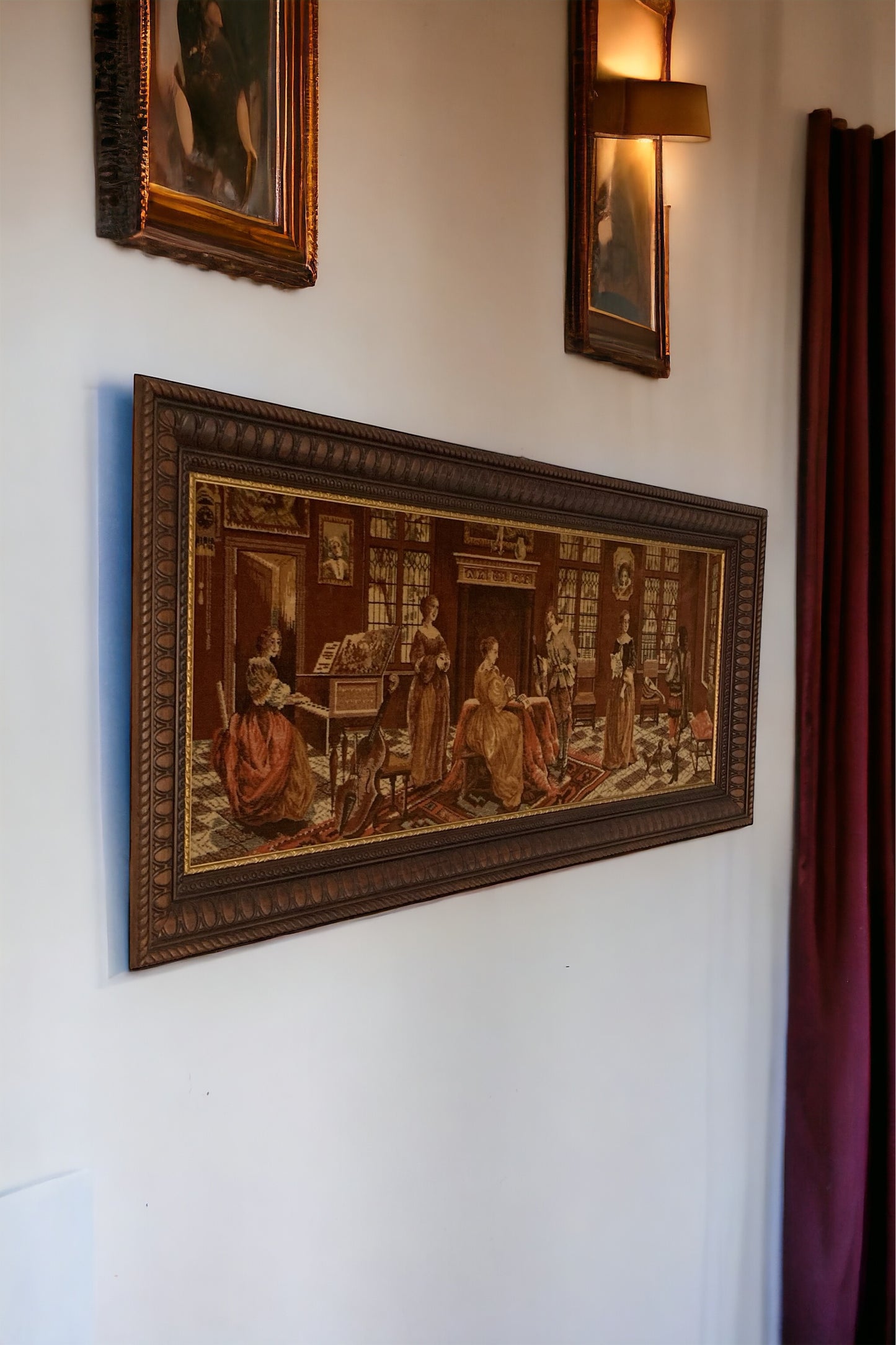 Large Tapestry Style Velvet Picture in Large Wooden Frame