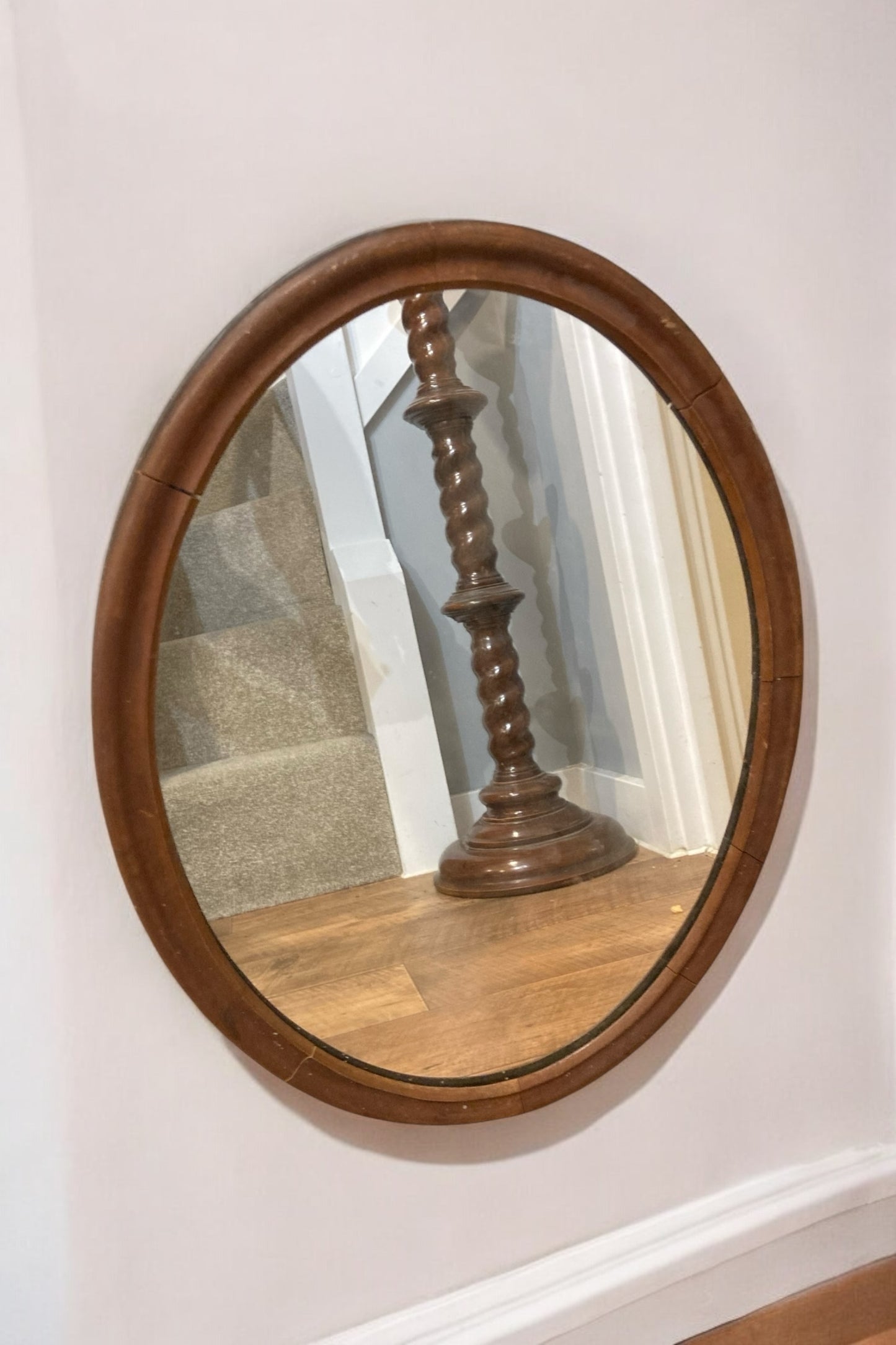Antique Edwardian Oval Mahogany framed Wall Mirror