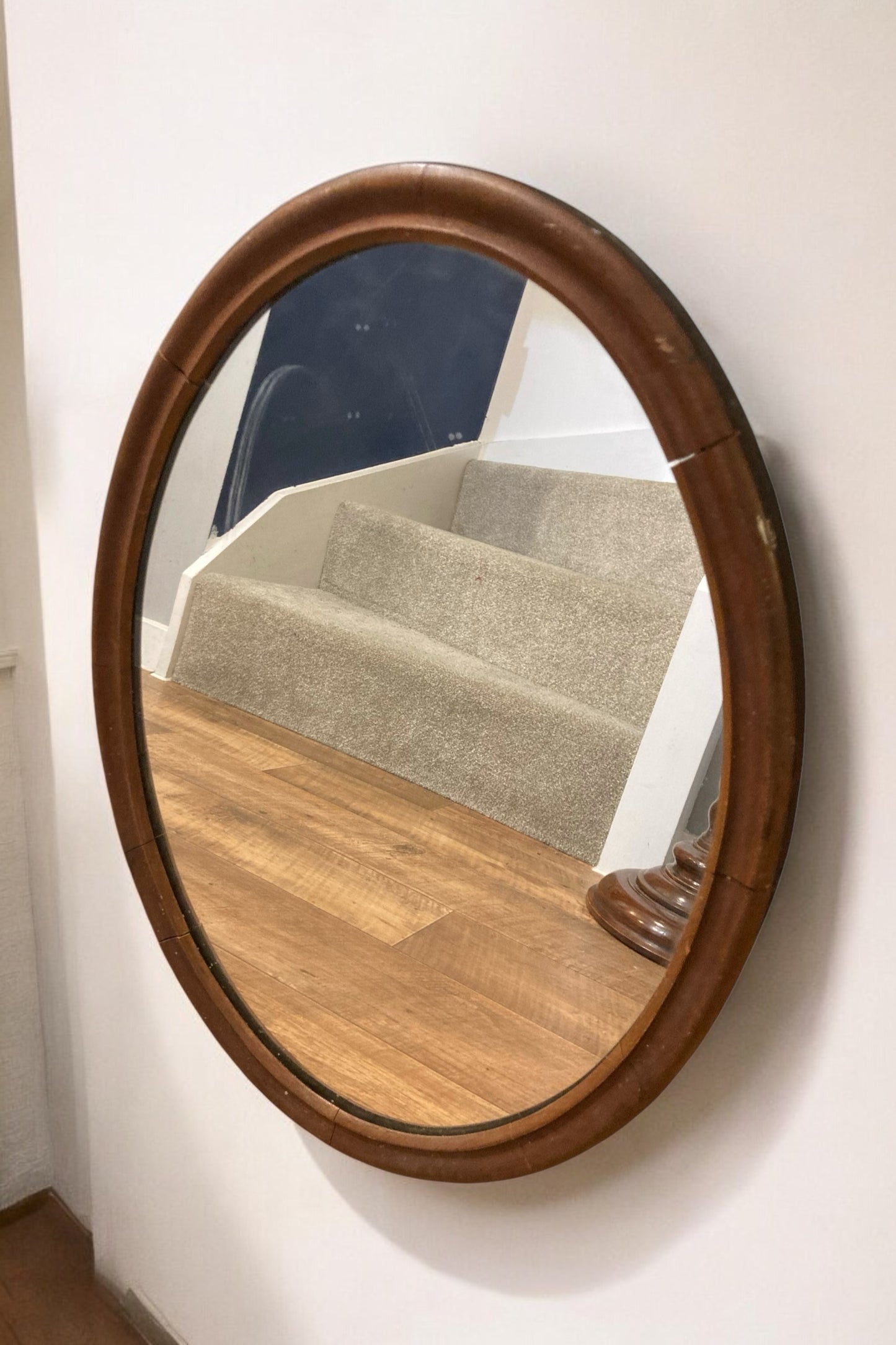 Antique Edwardian Oval Mahogany framed Wall Mirror