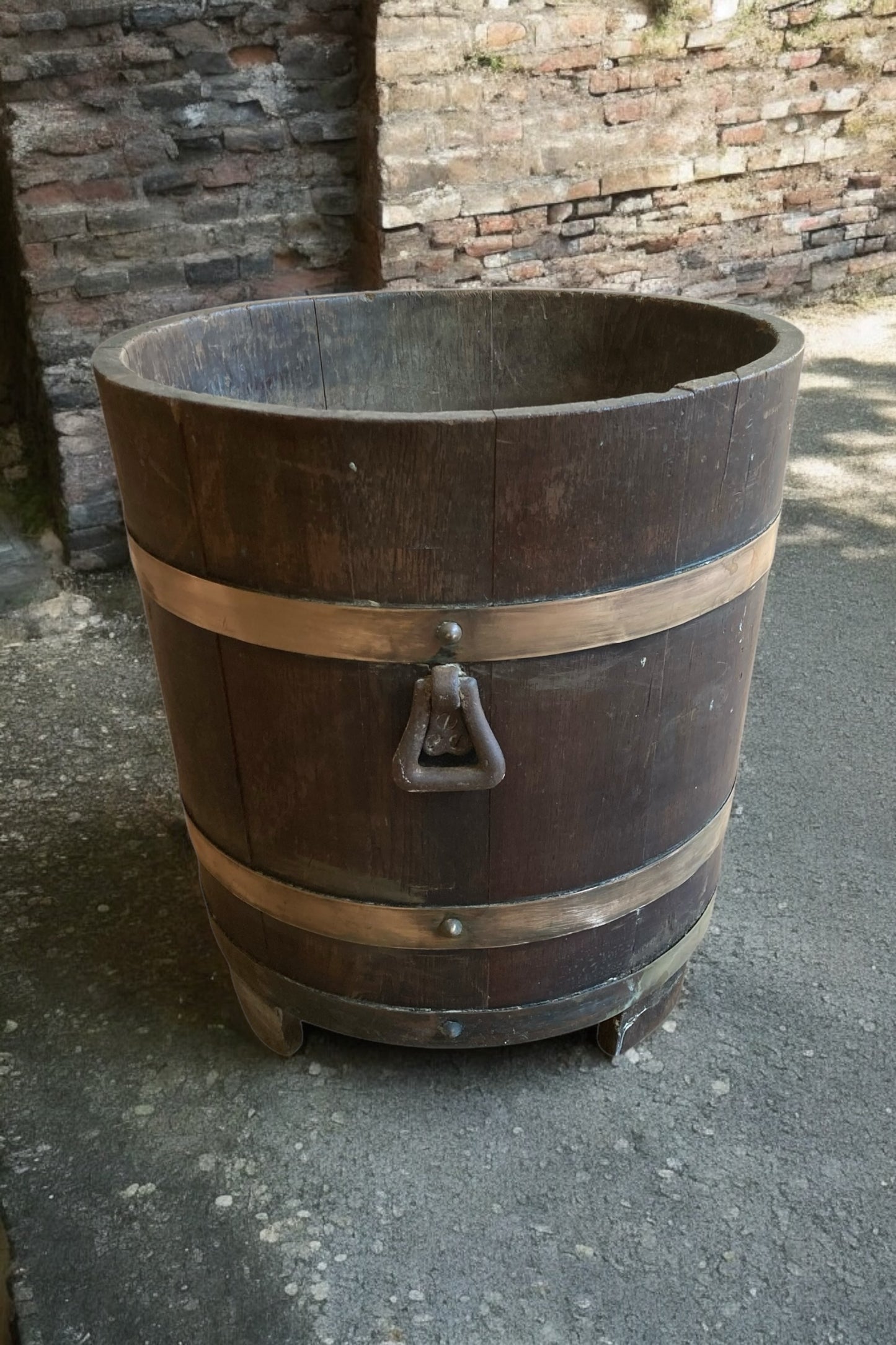 Antique Oak and Brass Ice Bucket or Planter by R A Lister Ltd