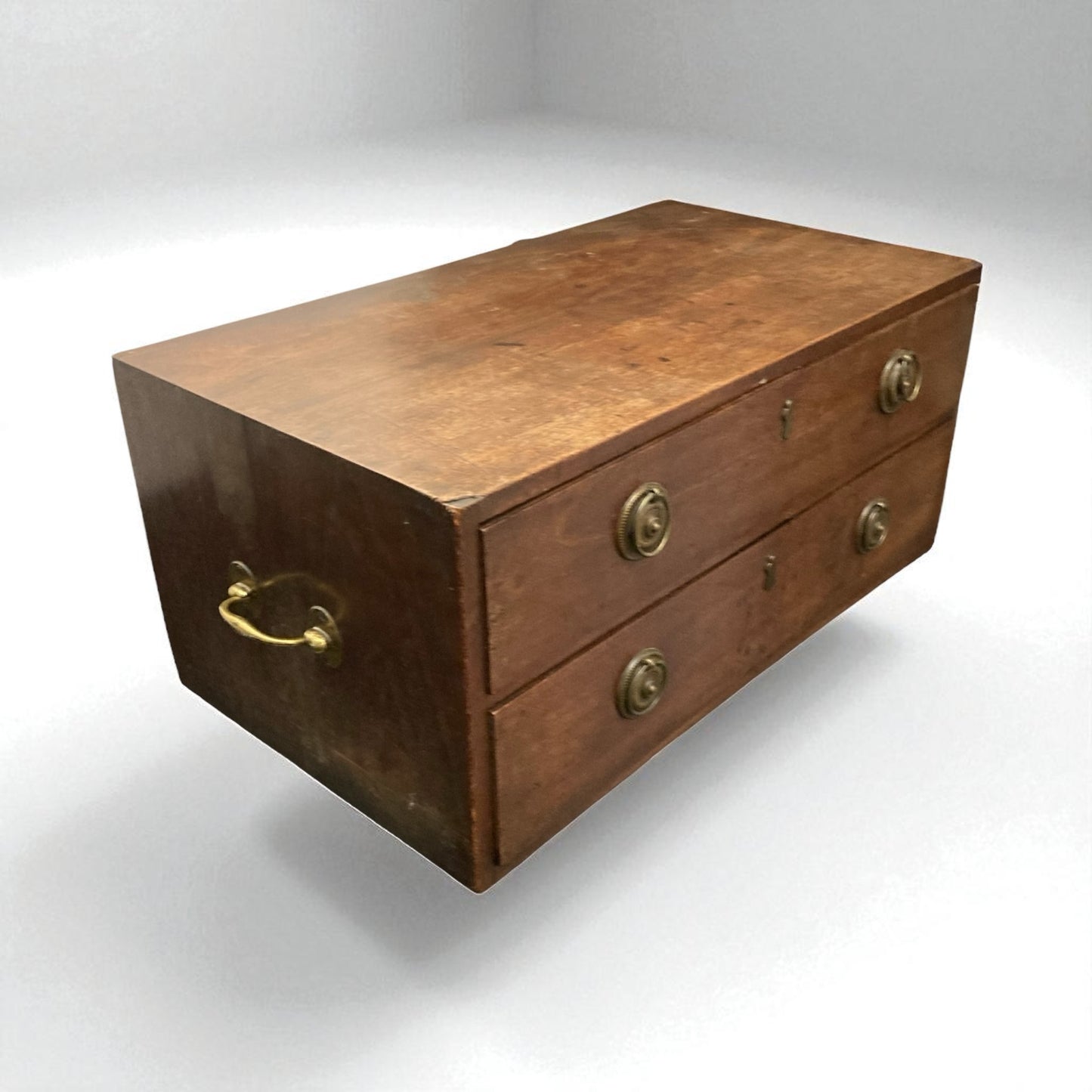 Small Mahogany Campaign style chest of two drawers CIRCA Late 1800's