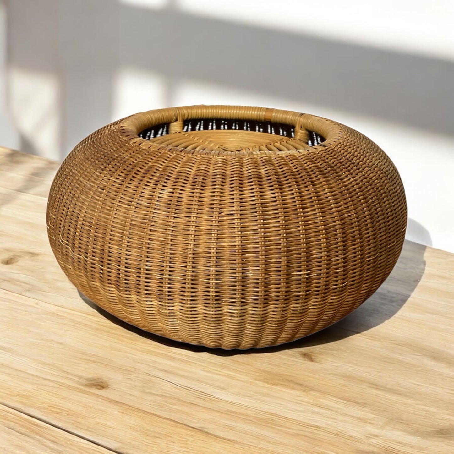 Mid Century Rustic Wicker or Rattan Plant Stand