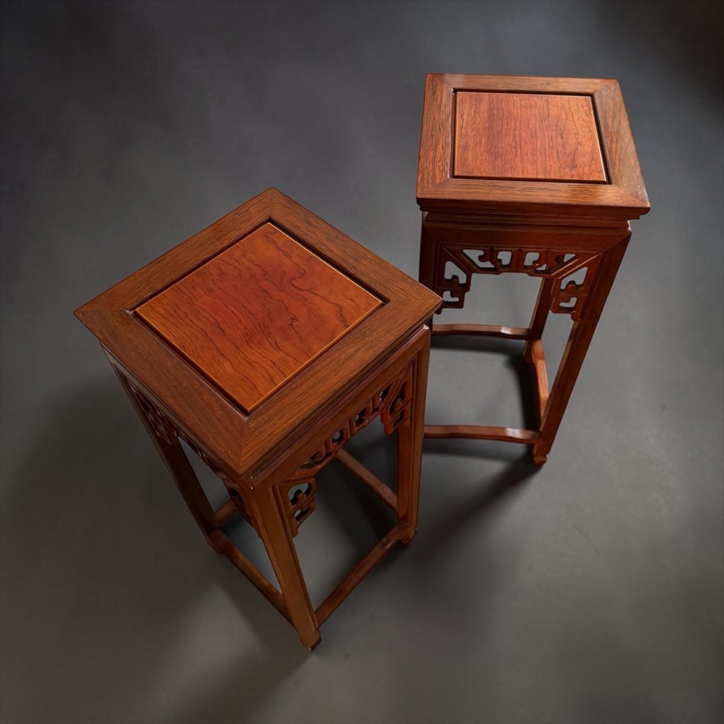 Pair of matching Chinese hardwood plant stands