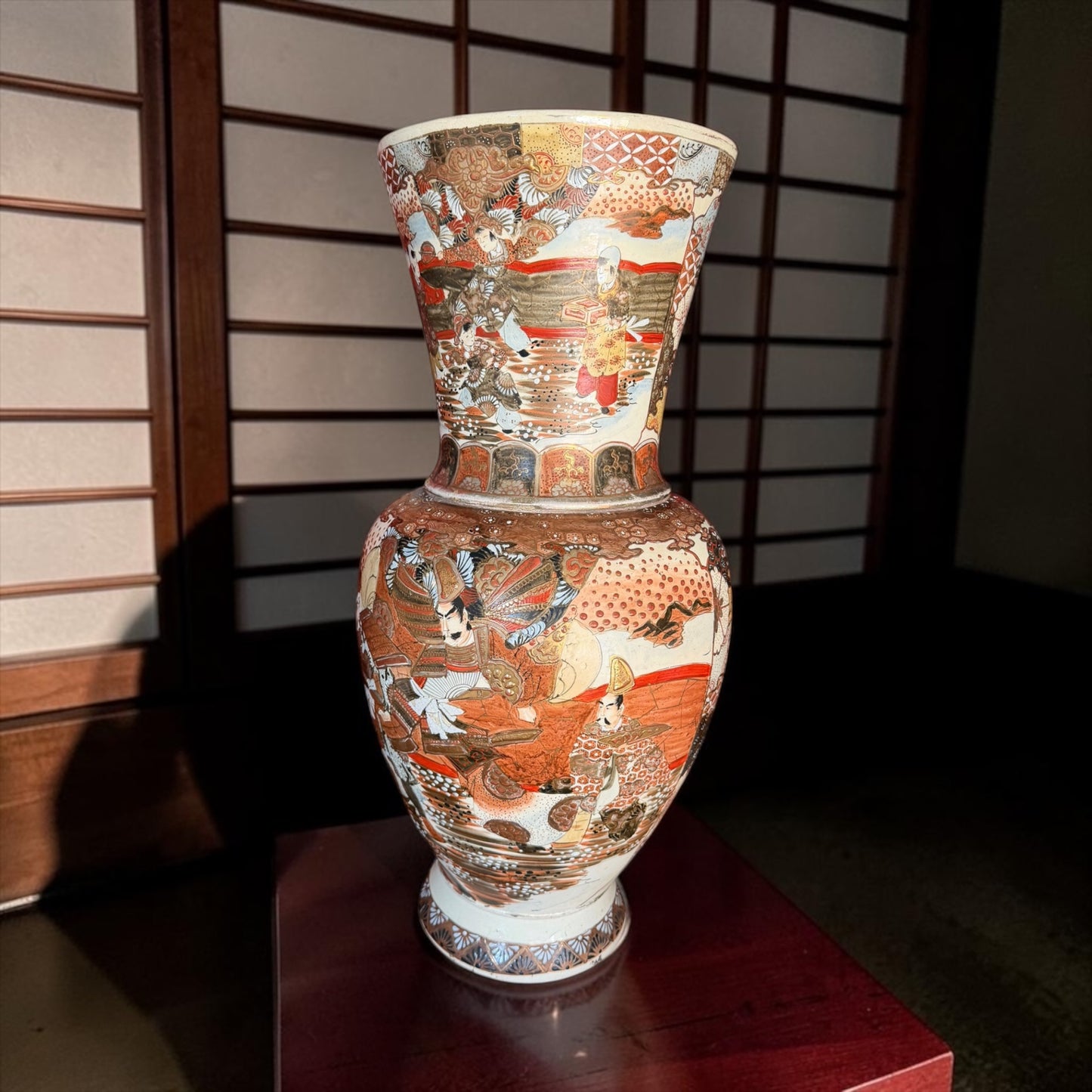 Antique Japanese earthenware Satsuma Style Vase