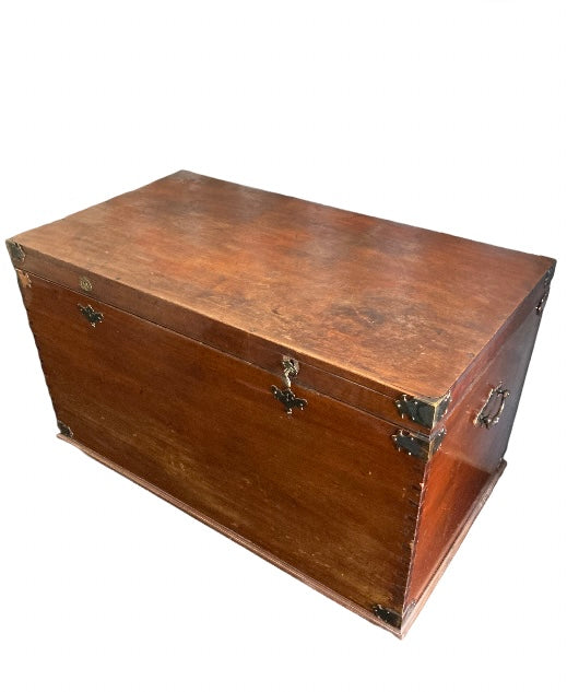 Large Victorian Wooden Silver Chest with brass handles and corners