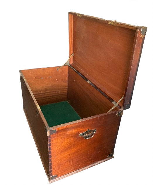 Large Victorian Wooden Silver Chest with brass handles and corners