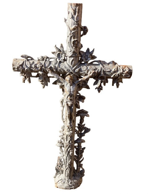 Antique French Cast Iron Crucifix